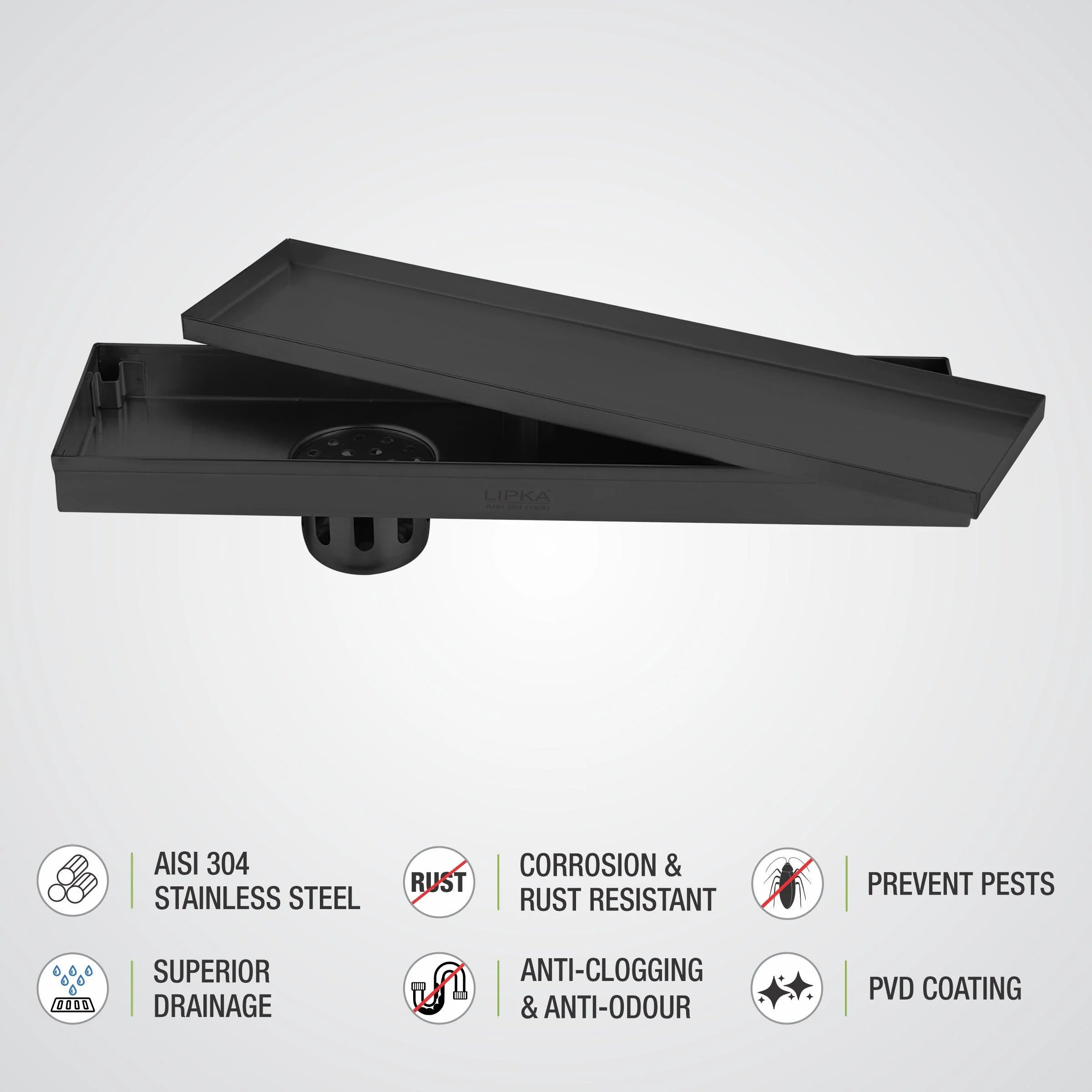 Tile Insert Shower Drain Channel - Black (24 x 5 Inches) - LIPKA - Image 4