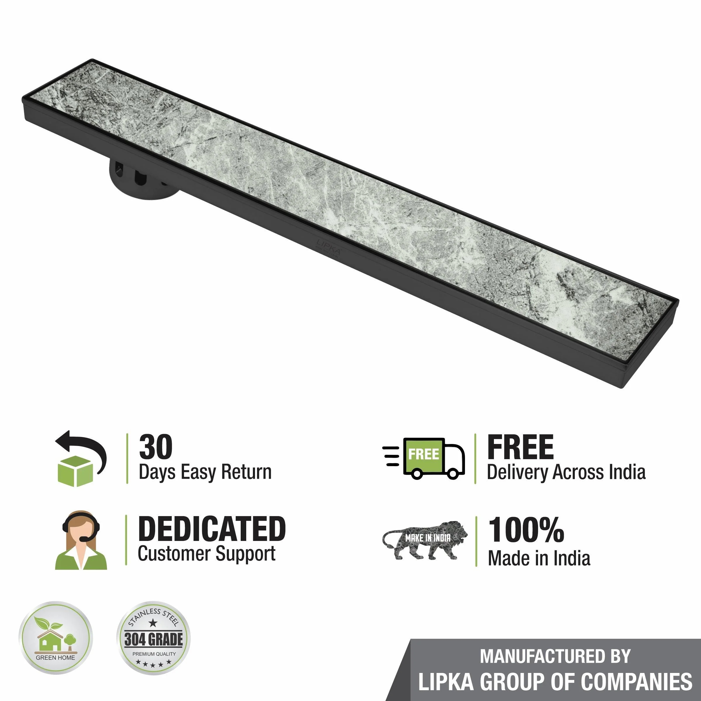 Tile Insert Shower Drain Channel - Black (40 x 5 Inches) - LIPKA - Image 5