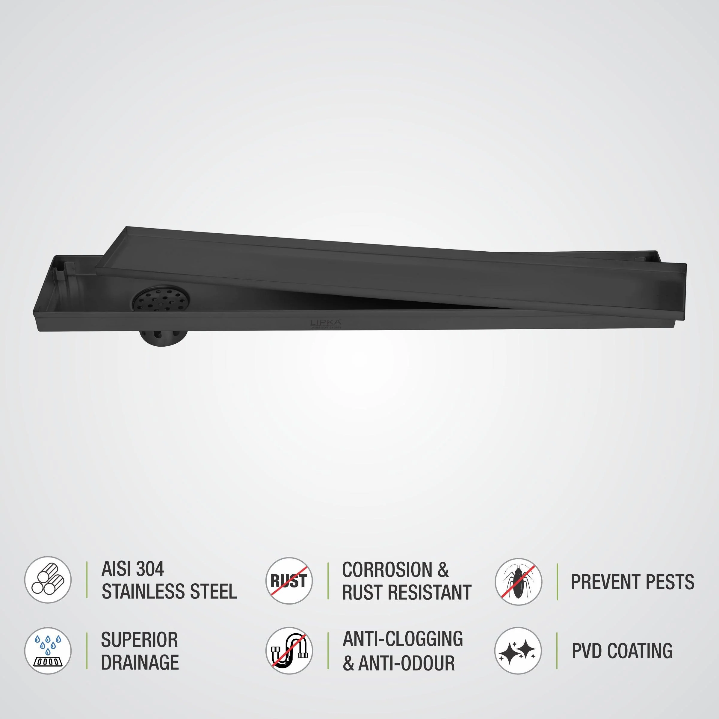 Tile Insert Shower Drain Channel - Black (48 x 5 Inches) - LIPKA - Image 4