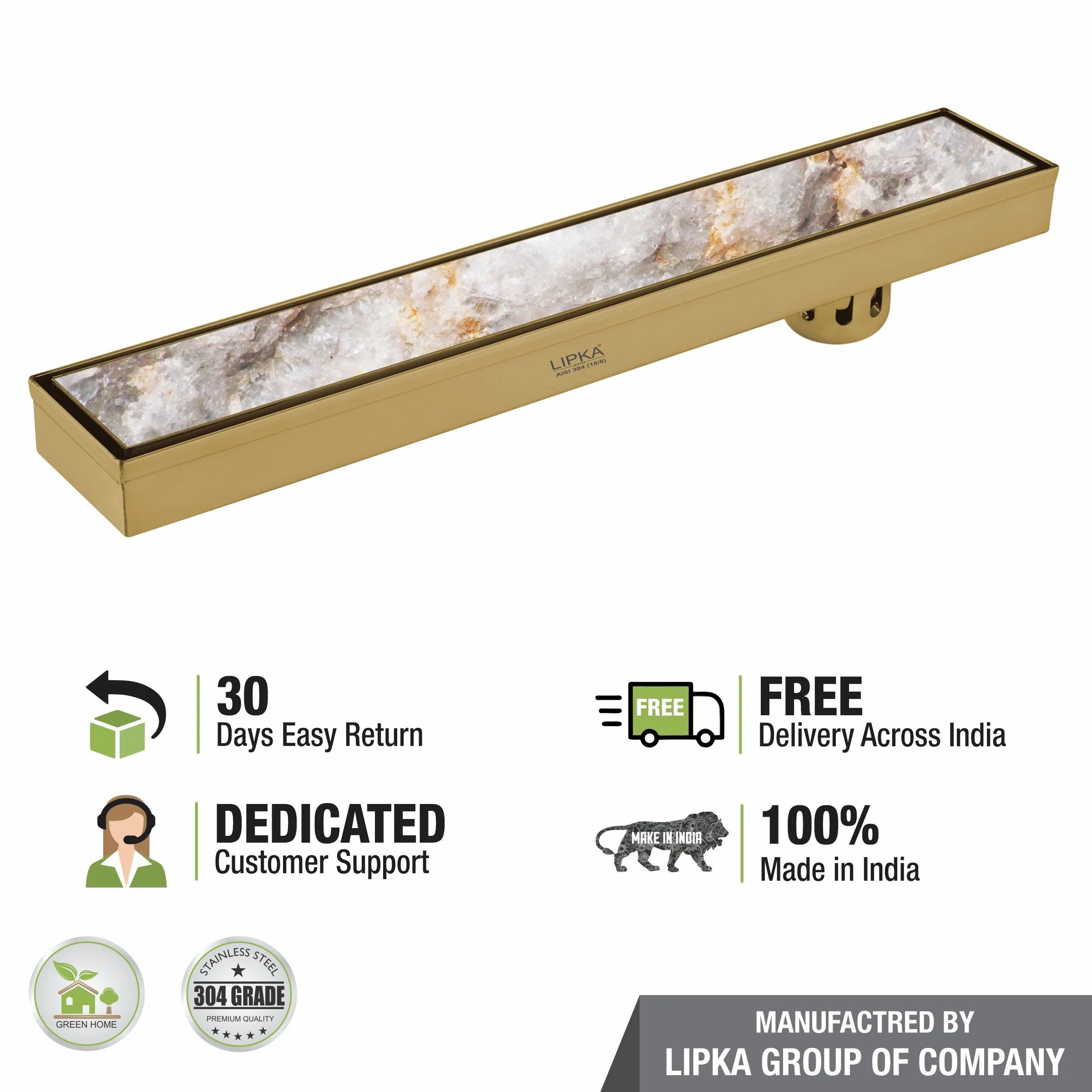 Tile Insert Shower Drain Channel - Yellow Gold (24 x 3 Inches) - LIPKA - Image 6