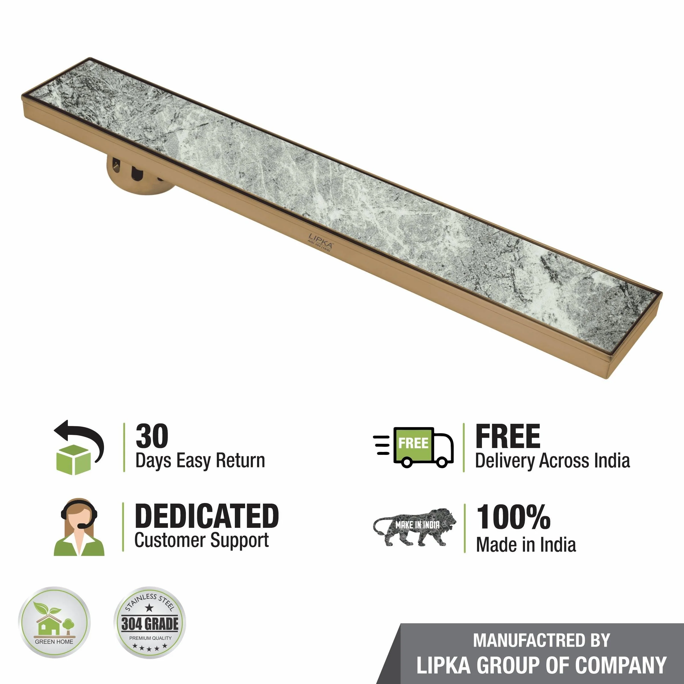 Tile Insert Shower Drain Channel - Yellow Gold (36 x 5 Inches) - LIPKA - Image 4