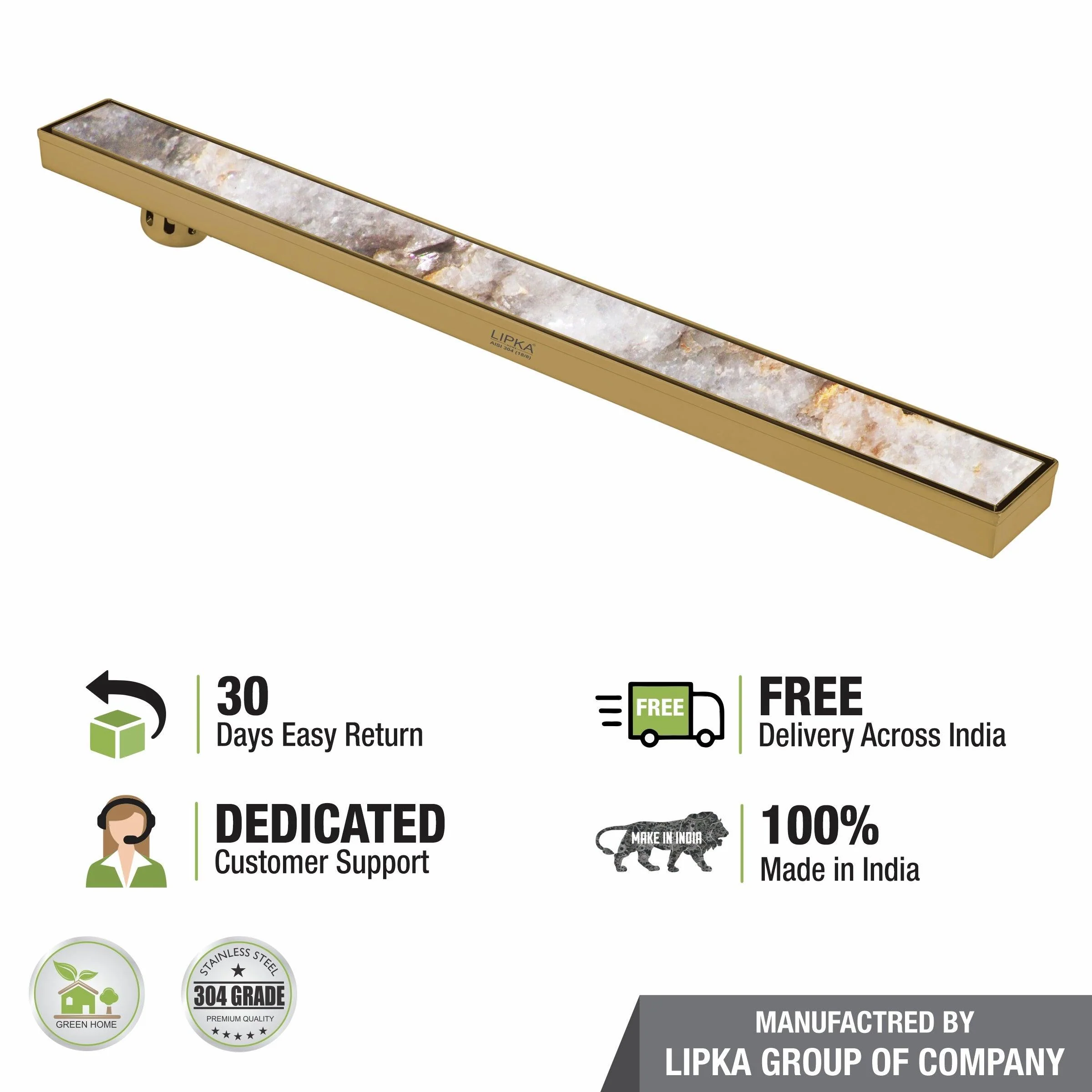 Tile Insert Shower Drain Channel - Yellow Gold (48 x 3 Inches) - LIPKA - Image 4