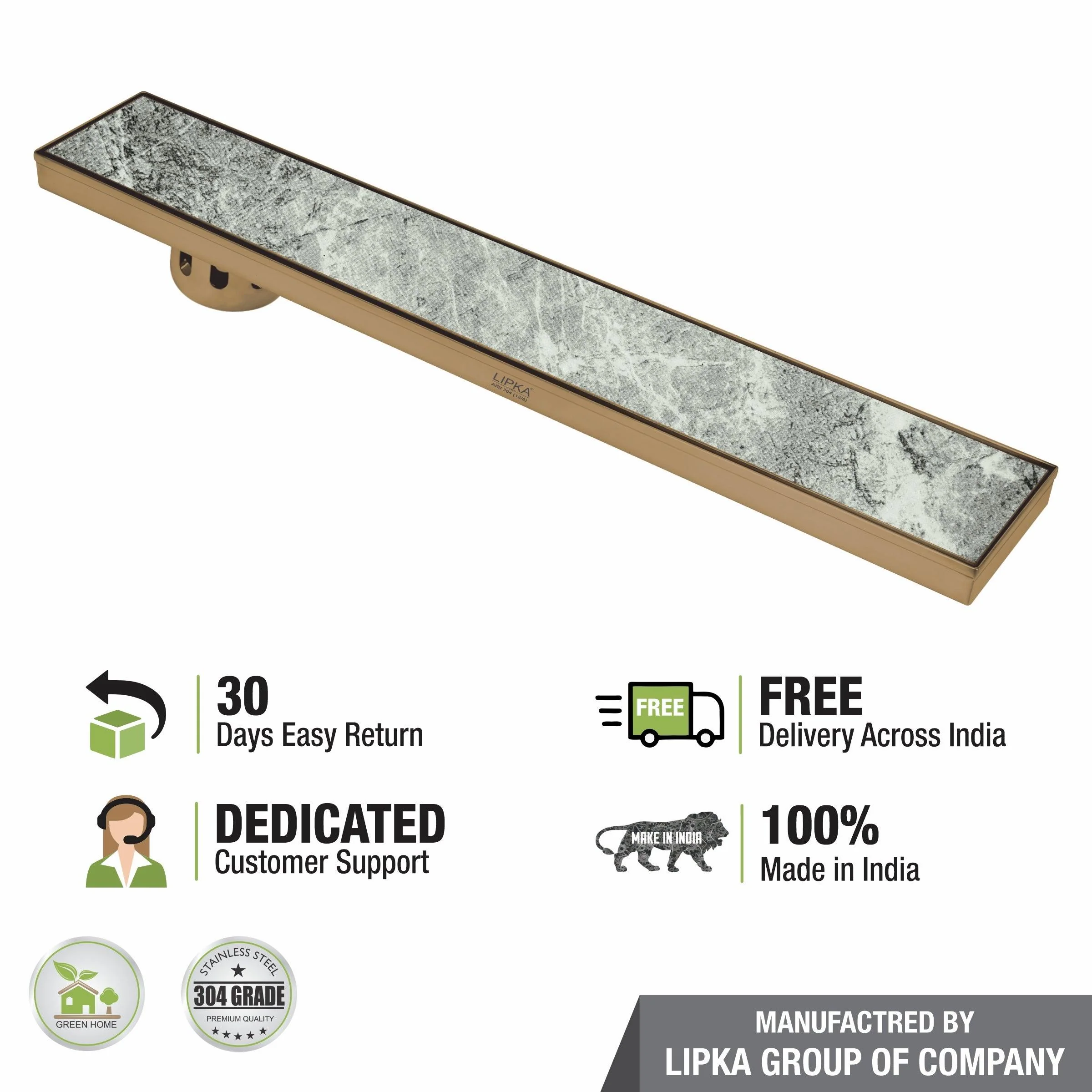 Tile Insert Shower Drain Channel - Yellow Gold (48 x 5 Inches) - LIPKA - Image 6