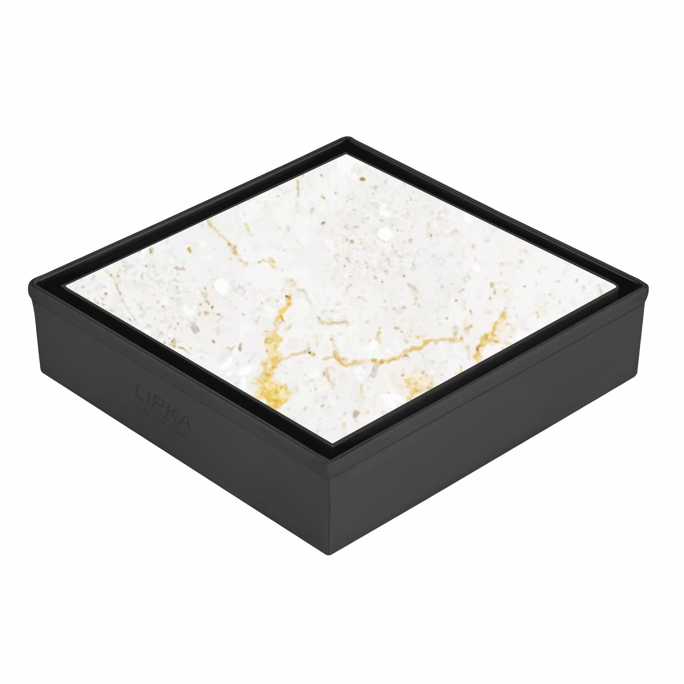 Tile Insert Square Floor Drain - Black (4 x 4 Inches) - LIPKA