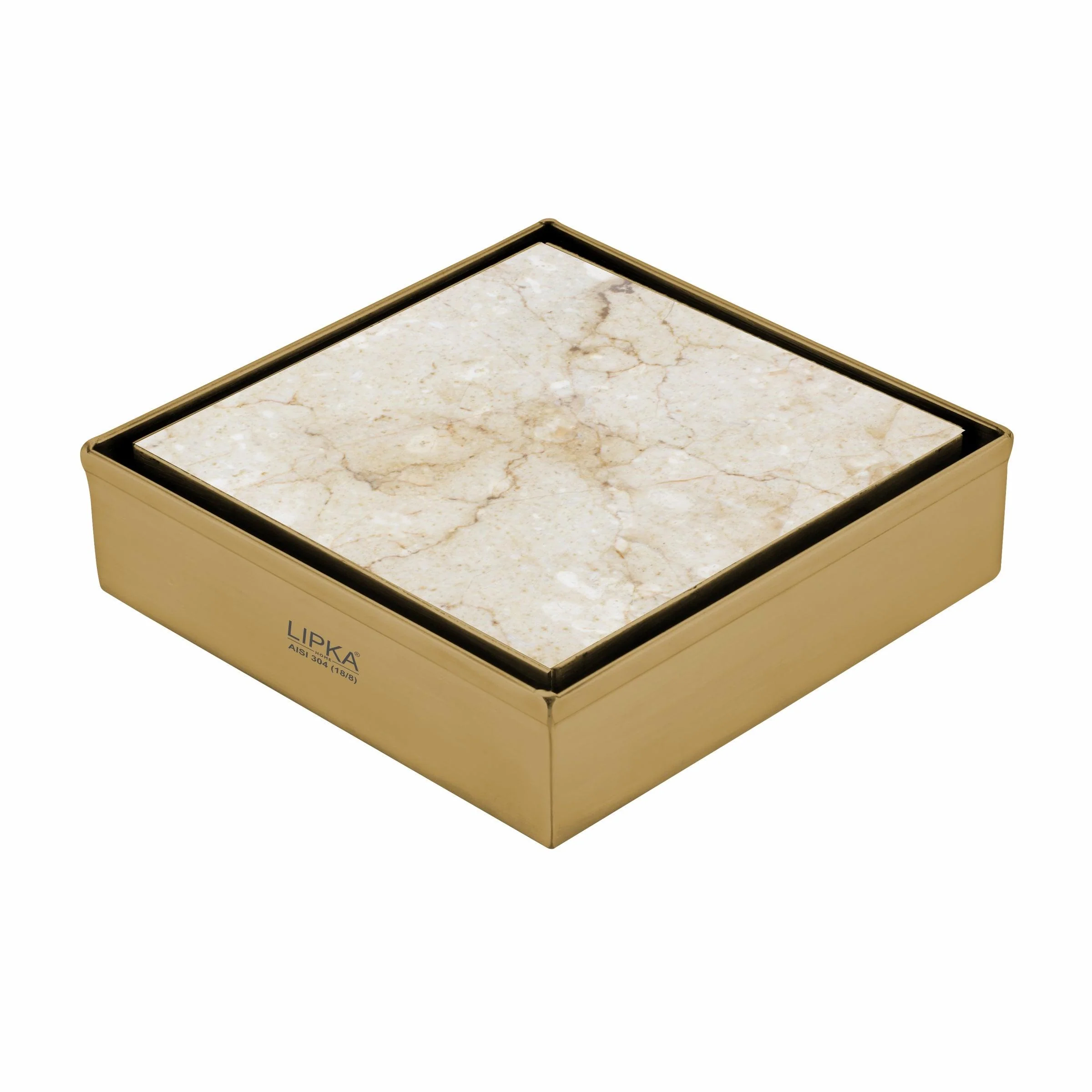 Tile Insert Square Floor Drain - Yellow Gold (5 x 5 Inches) - LIPKA