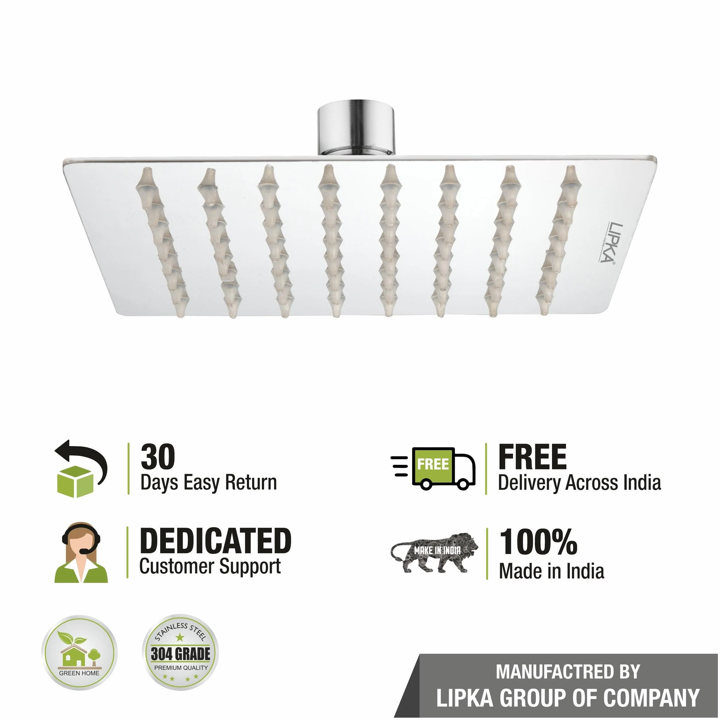 Ultra Thin 304-Grade Overhead Rain Shower (4 x 4 Inches) - LIPKA - Image 5