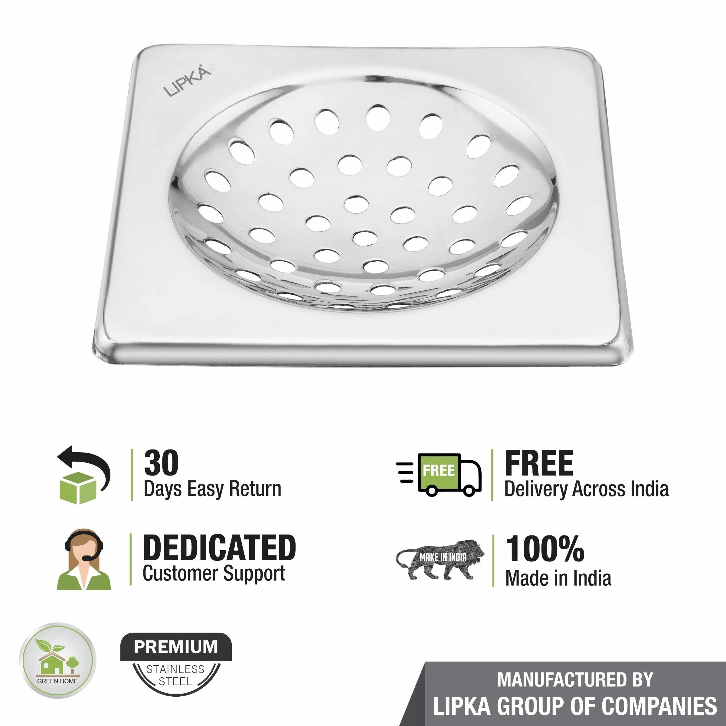 UNO Square Floor Drain (5 x 5 Inches) - LIPKA - Image 5