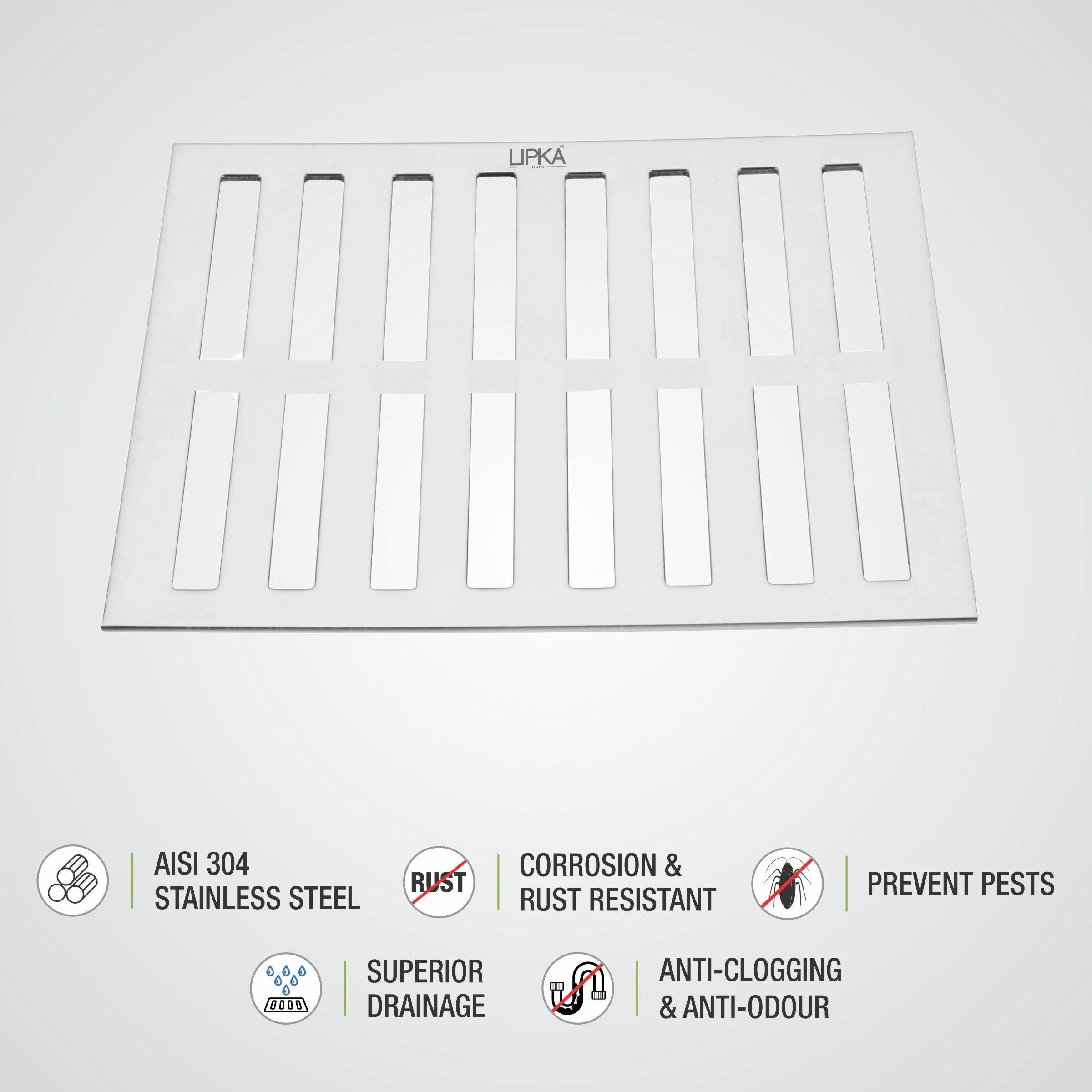 Vertical Commercial 304-Grade Floor Drain (12 x 12 Inches) - LIPKA - Image 3