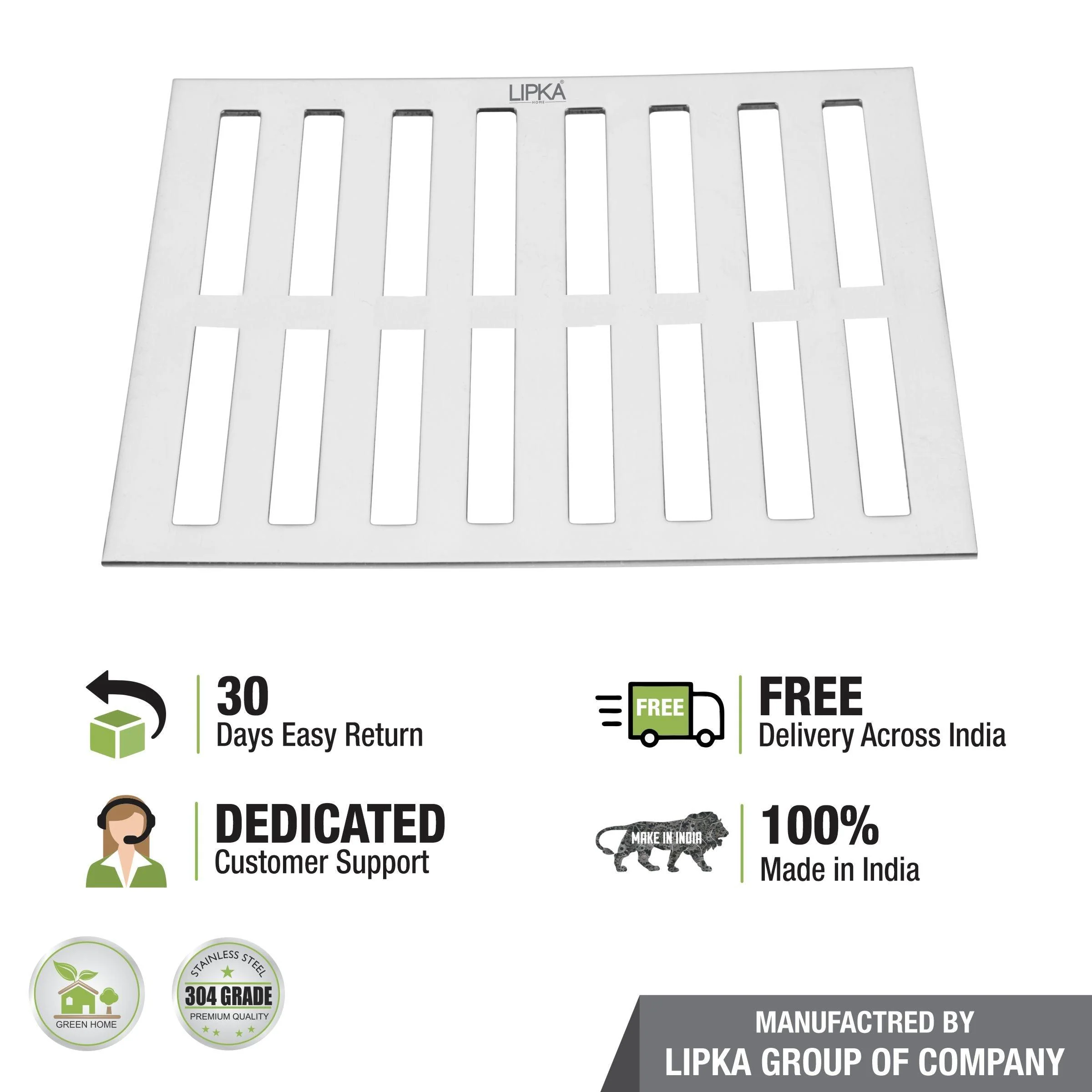 Vertical Commercial 304-Grade Floor Drain (12 x 12 Inches) - LIPKA - Image 4
