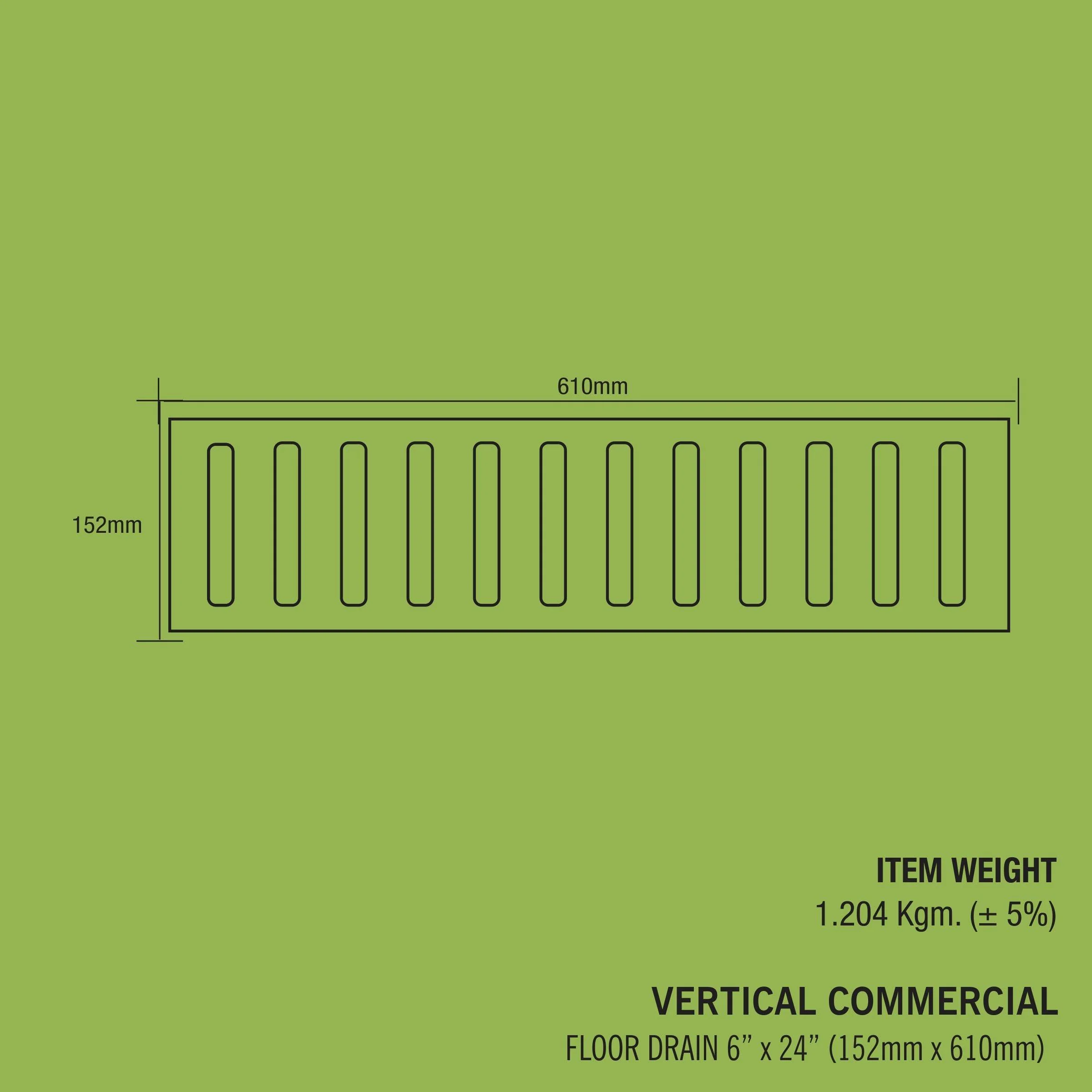 Vertical Commercial 304-Grade Floor Drain (6 x 24 Inches) - LIPKA - Image 2