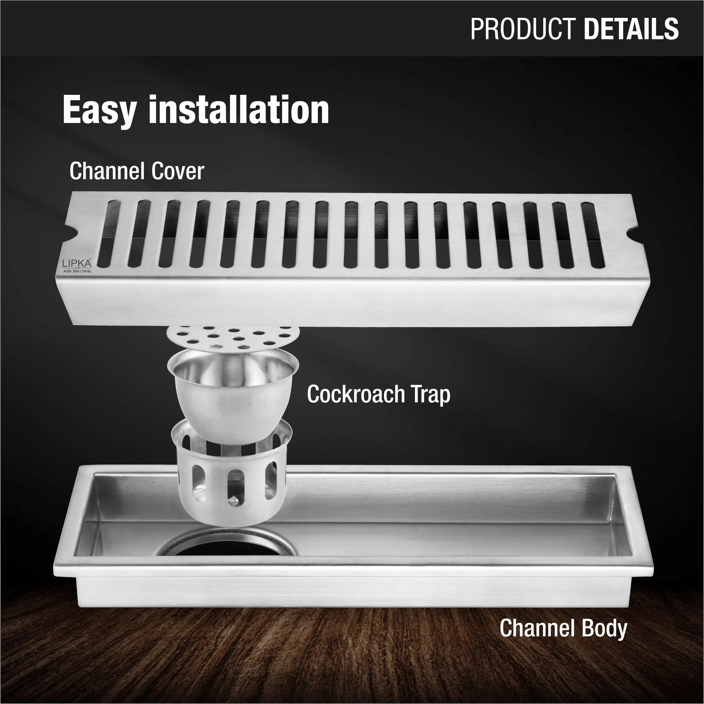 Vertical Shower Drain Channel (40 x 5 Inches) - LIPKA - Image 3