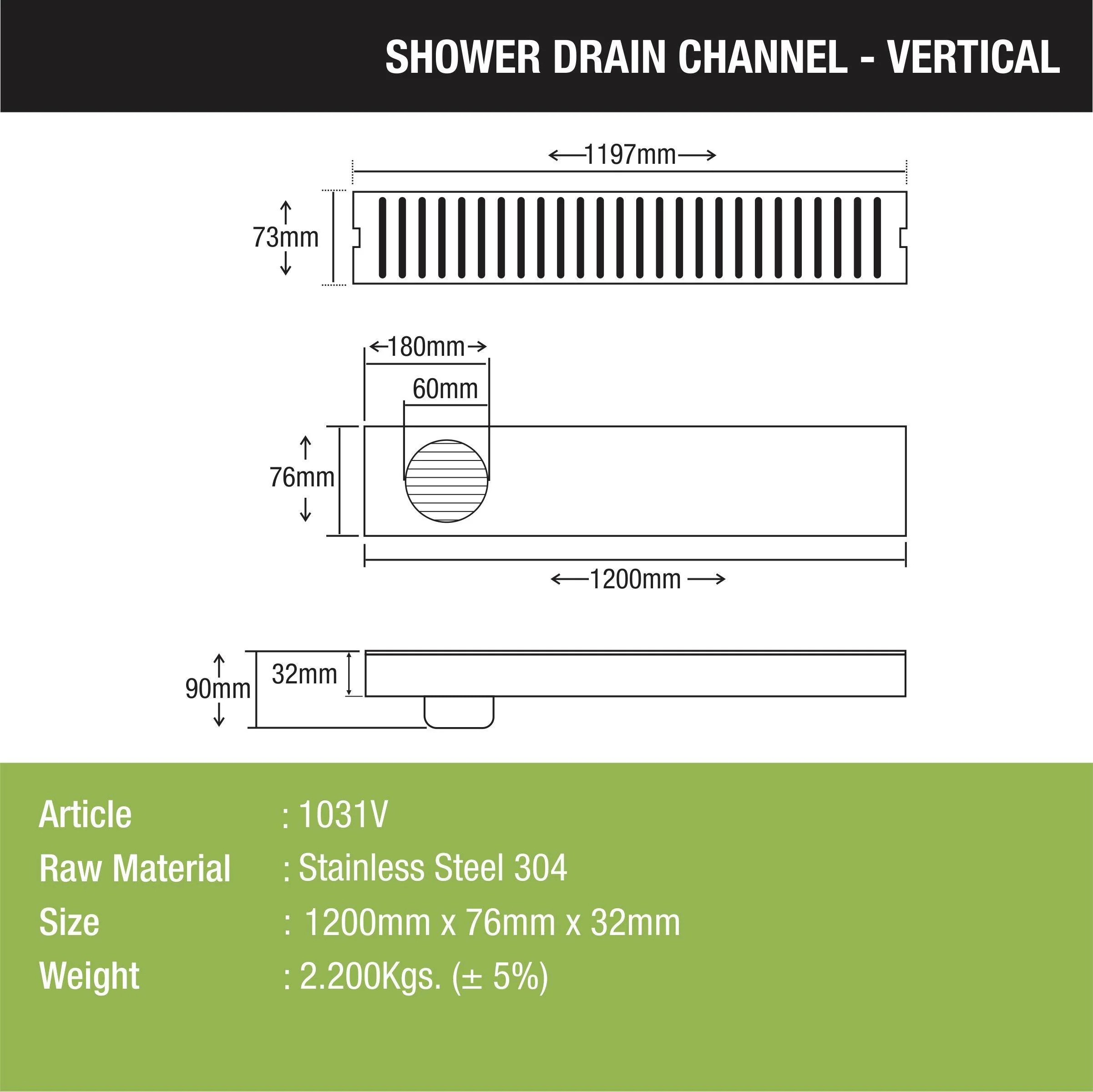 Vertical Shower Drain Channel (48 x 3 Inches) - LIPKA - Image 2