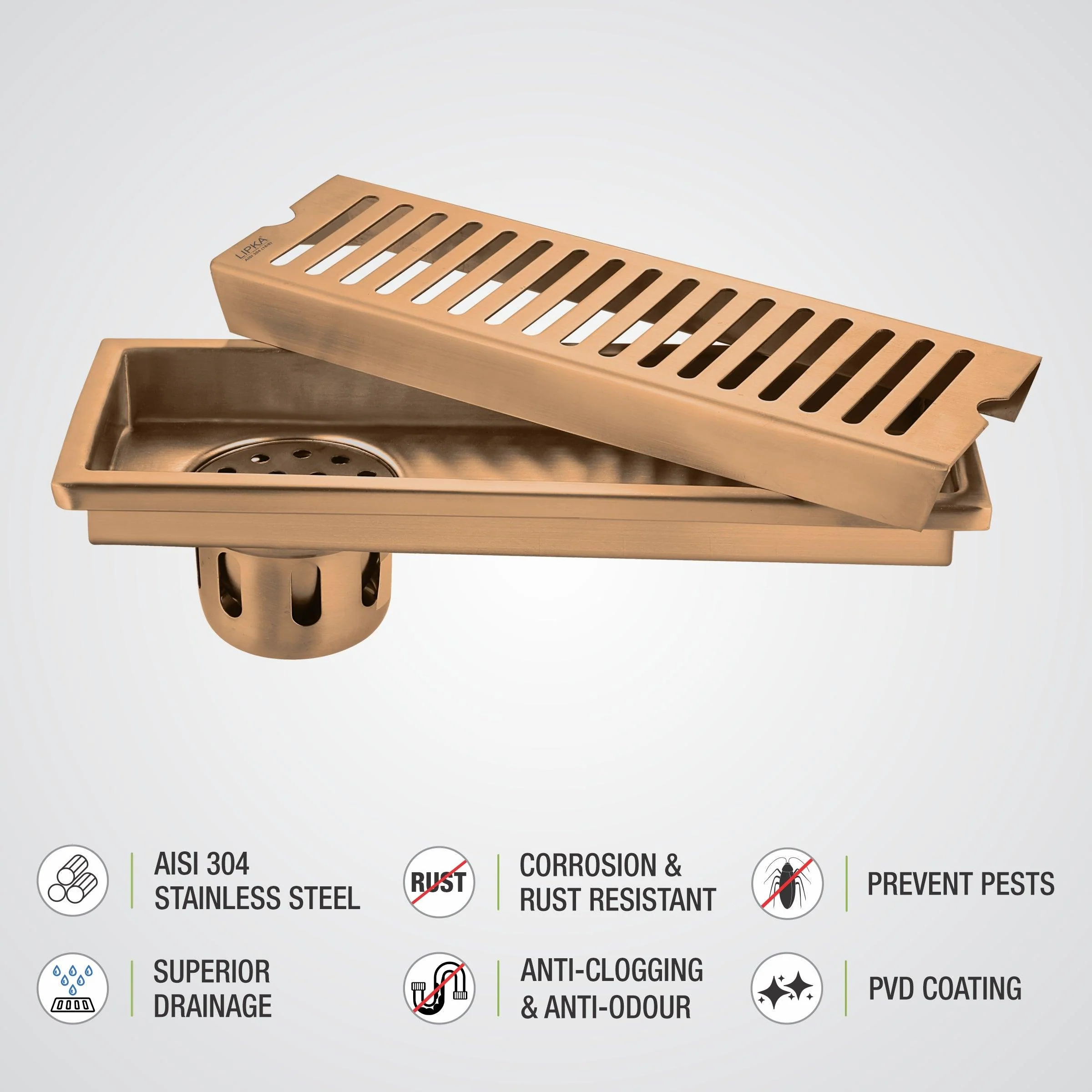 Vertical Shower Drain Channel - Antique Copper (12 x 4 Inches) - LIPKA - Image 7