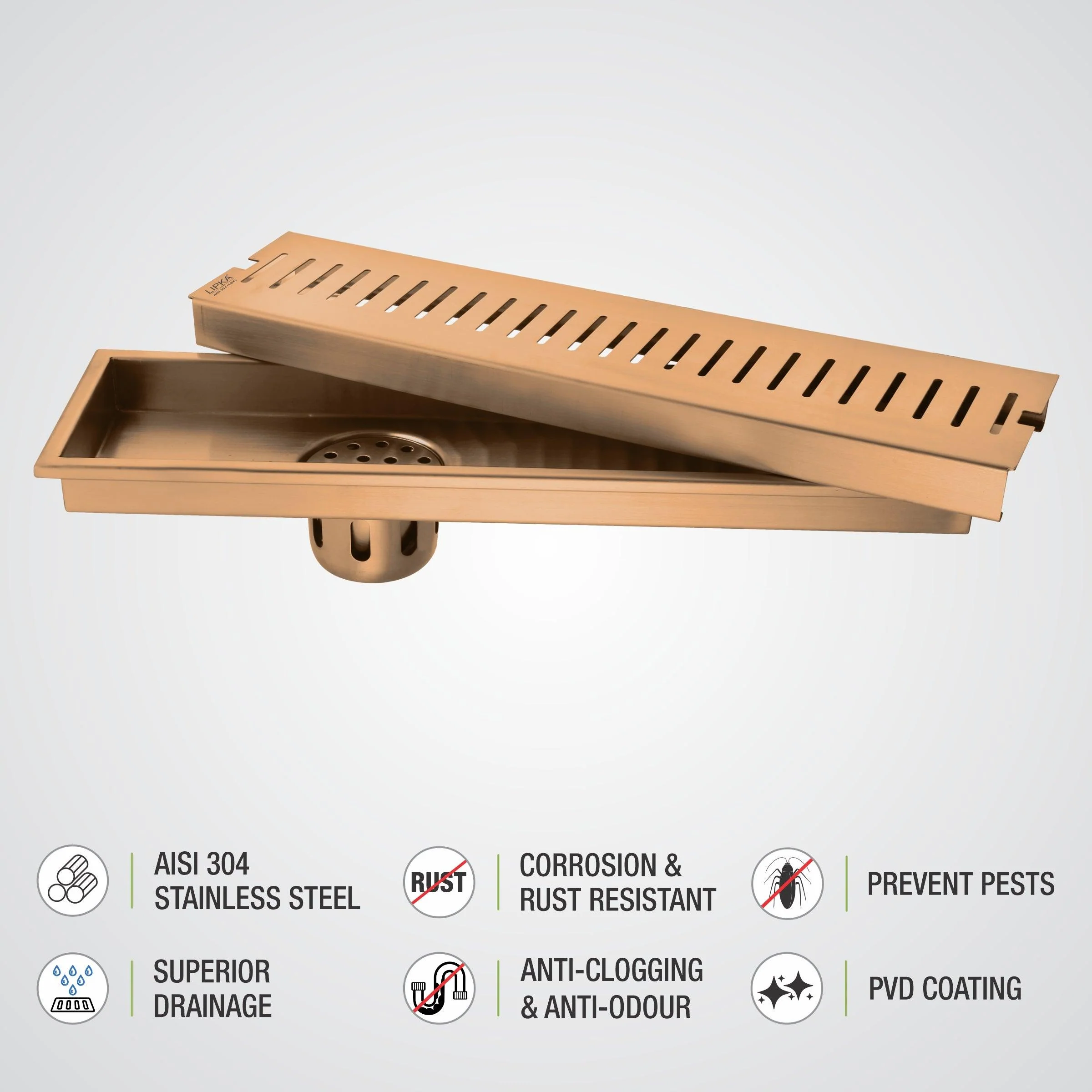Vertical Shower Drain Channel - Antique Copper (32 x 4 Inches) - LIPKA - Image 4