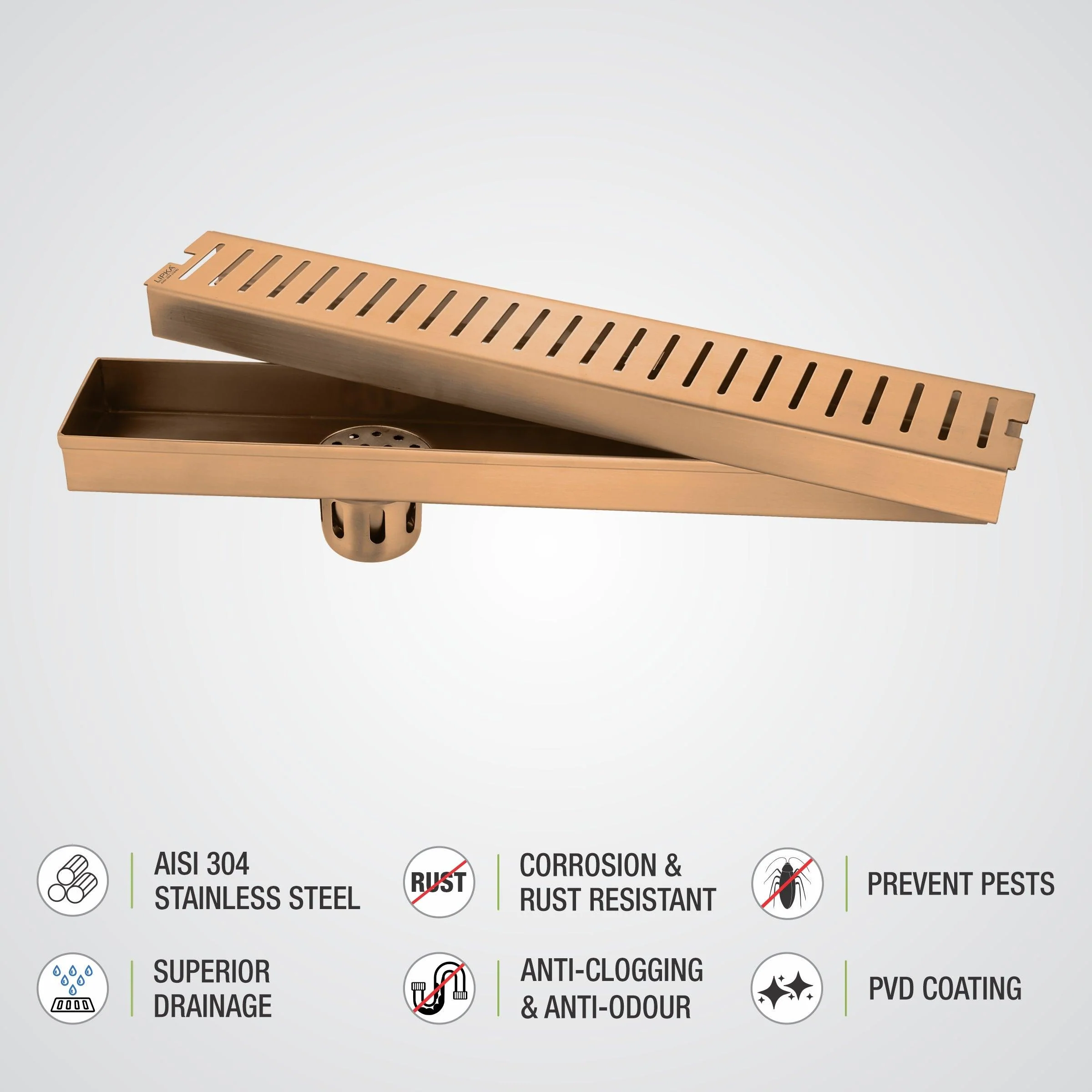 Vertical Shower Drain Channel - Antique Copper (36 x 3 Inches) - LIPKA - Image 4