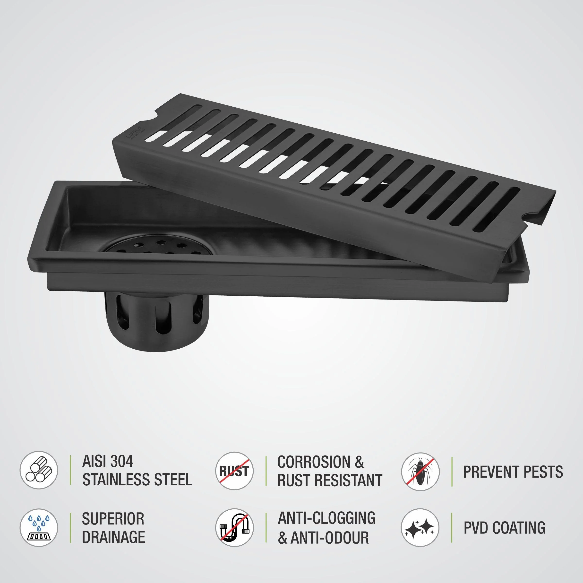 Vertical Shower Drain Channel - Black (12 x 4 Inches) - LIPKA - Image 4