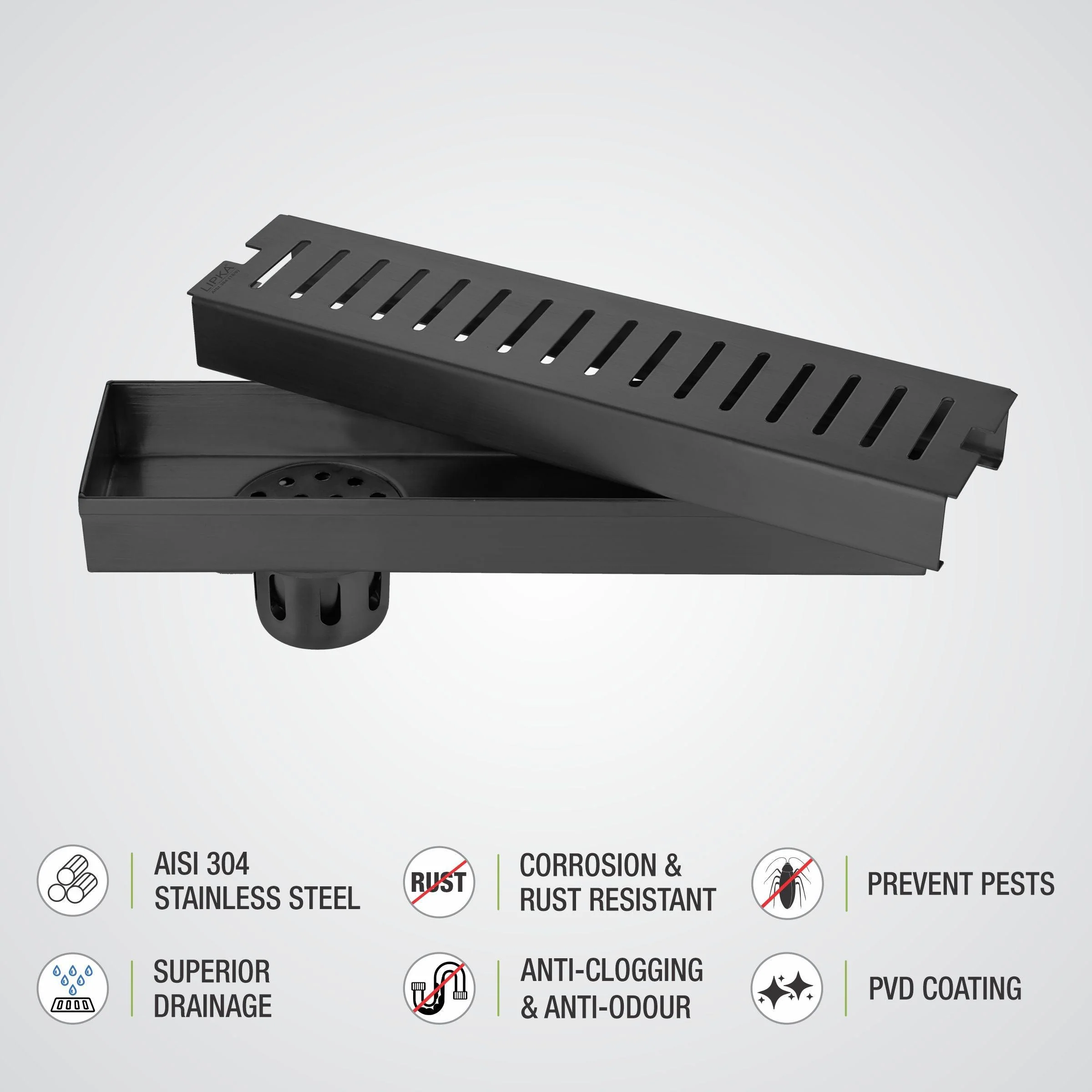 Vertical Shower Drain Channel - Black (18 x 3 Inches) - LIPKA - Image 4