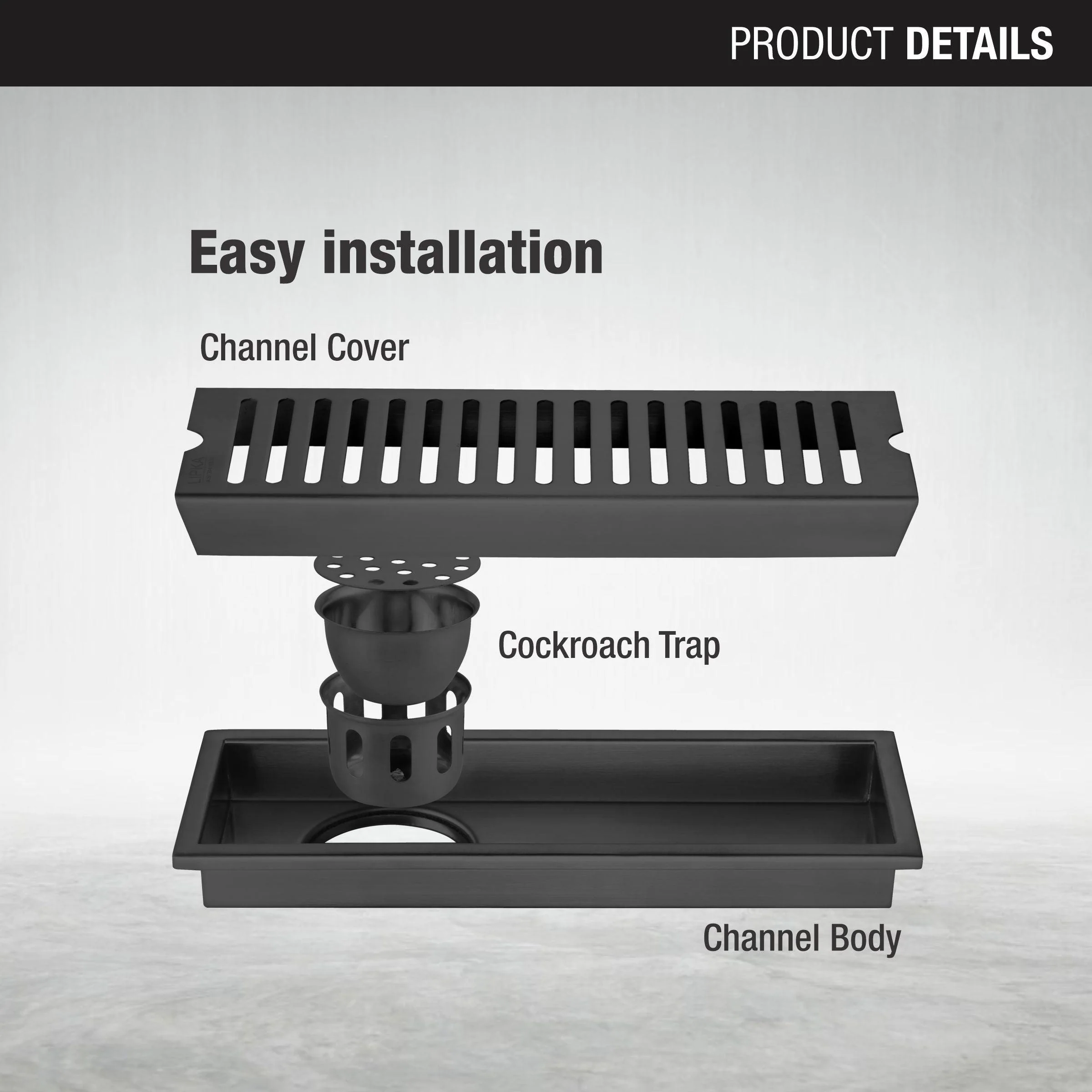 Vertical Shower Drain Channel - Black (18 x 5 Inches) - LIPKA - Image 3