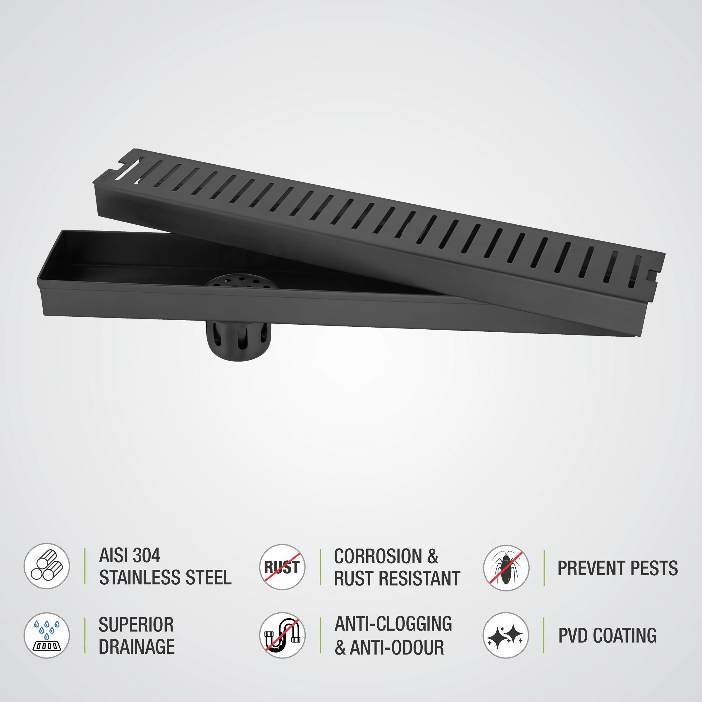 Vertical Shower Drain Channel - Black (40 x 3 Inches) - LIPKA - Image 4