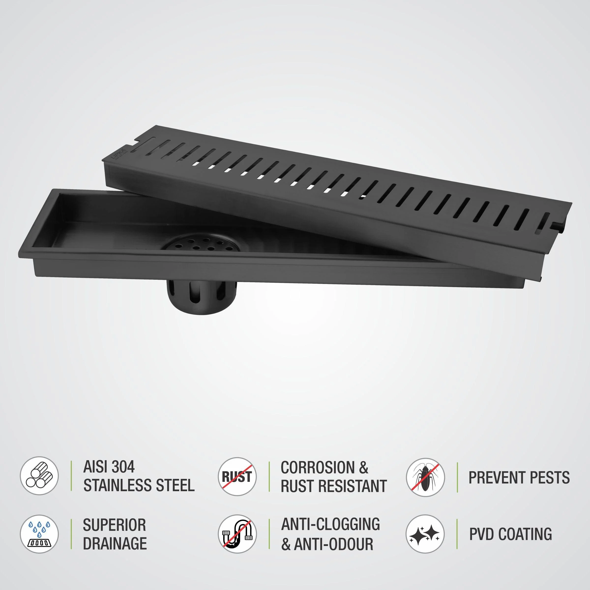Vertical Shower Drain Channel - Black (40 x 5 Inches) - LIPKA - Image 4