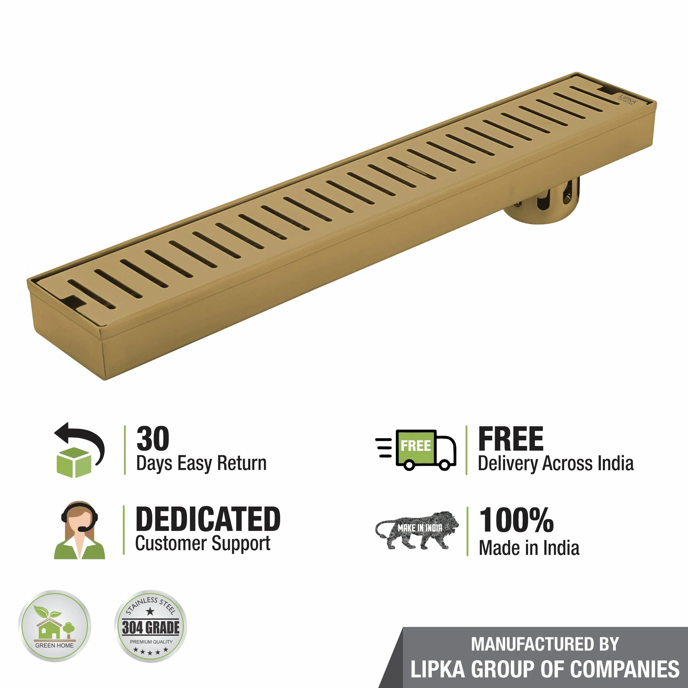 Vertical Shower Drain Channel - Yellow Gold (32 x 3 Inches) - LIPKA - Image 6
