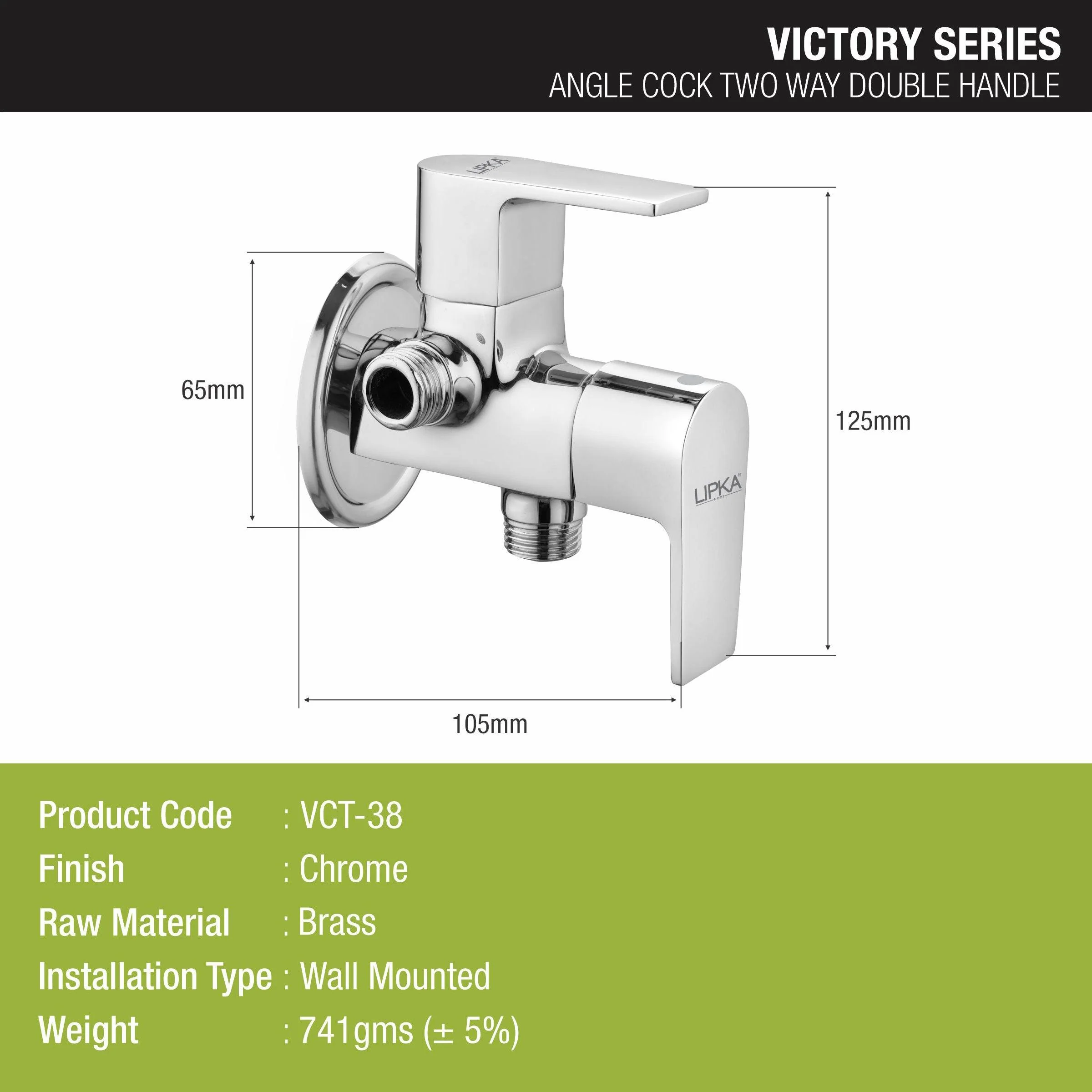 Victory Angle Valve Two Way Double Handle Brass Faucet - LIPKA - Image 2