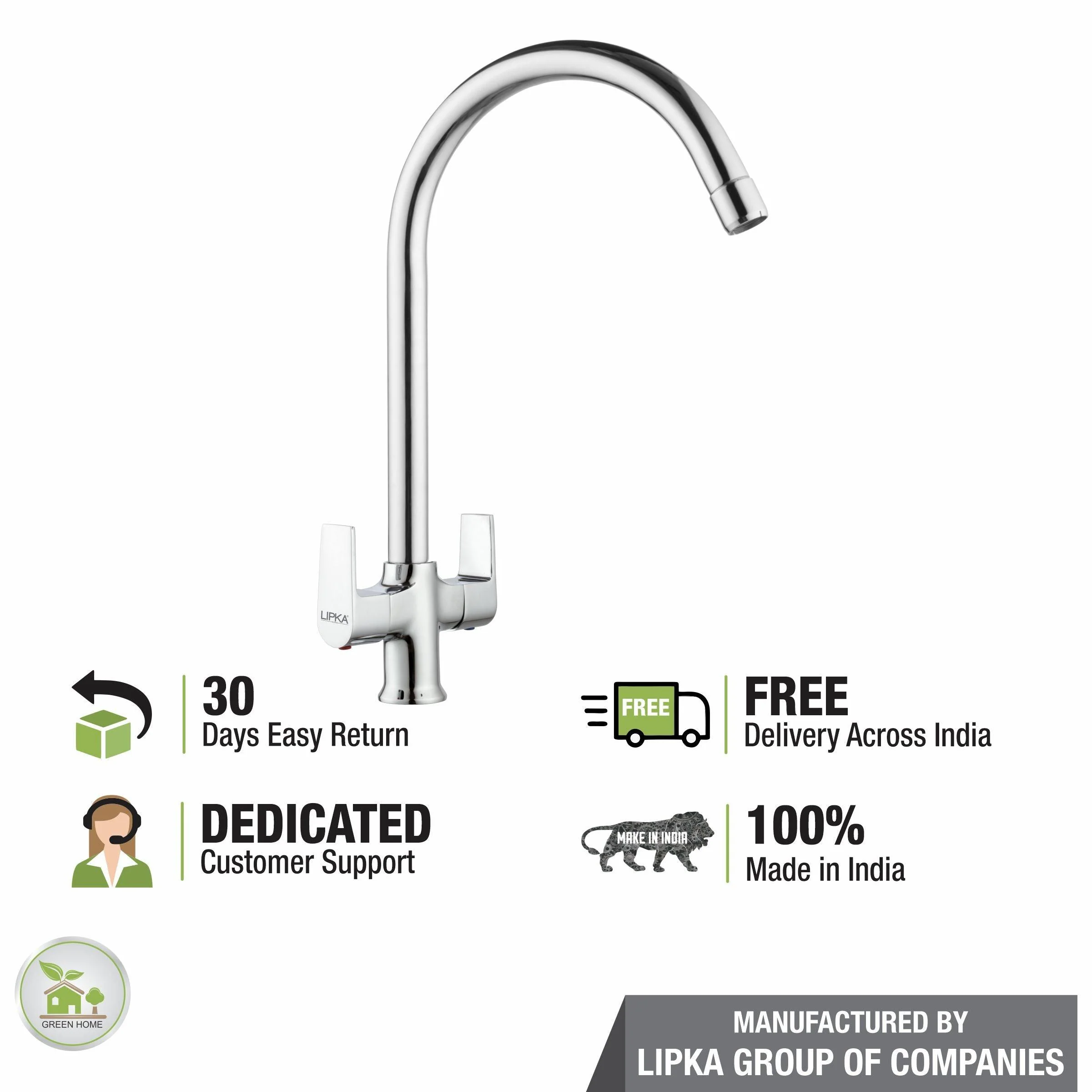 Victory Centre Hole Basin Mixer with Large (20 Inches) Round Swivel Spout Faucet - LIPKA - Image 6