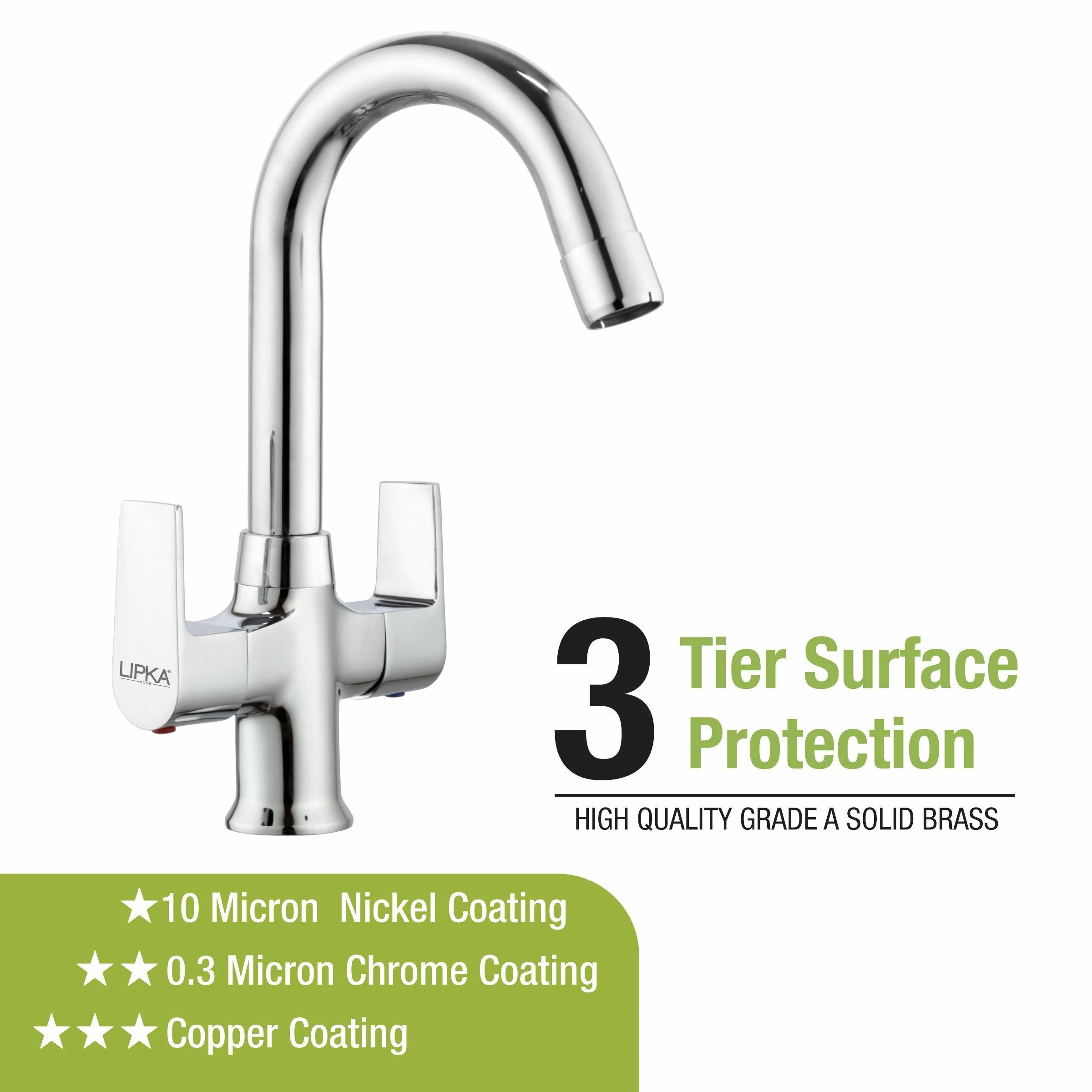 Victory Centre Hole Basin Mixer with Small (12 Inches) Round Swivel Spout Faucet - LIPKA - Image 4
