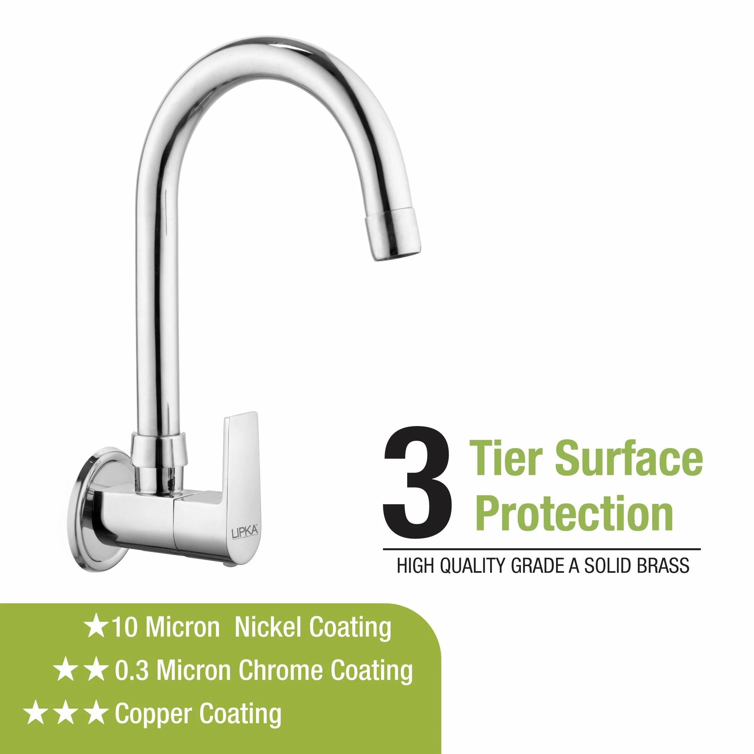 Victory Sink Tap with Medium (15 Inches) Round Swivel Spout Brass Faucet - LIPKA - Image 4
