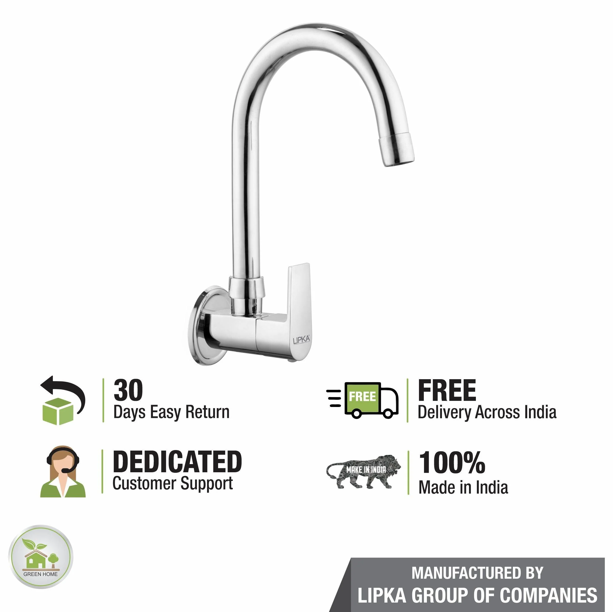 Victory Sink Tap with Medium (15 Inches) Round Swivel Spout Brass Faucet - LIPKA - Image 6