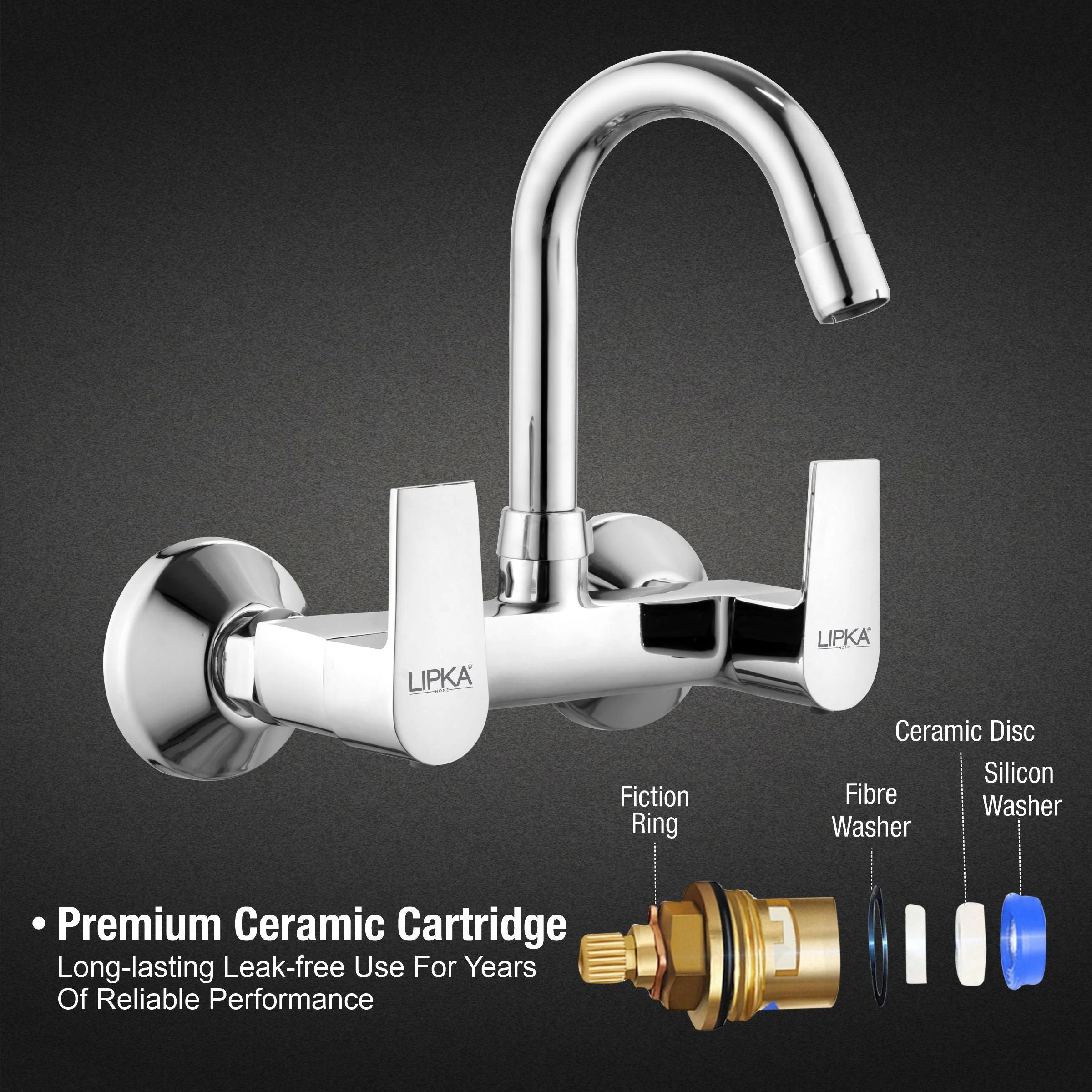 Victory Sink Mixer Brass Faucet with Round Swivel Spout (12 Inches) - LIPKA - Image 3