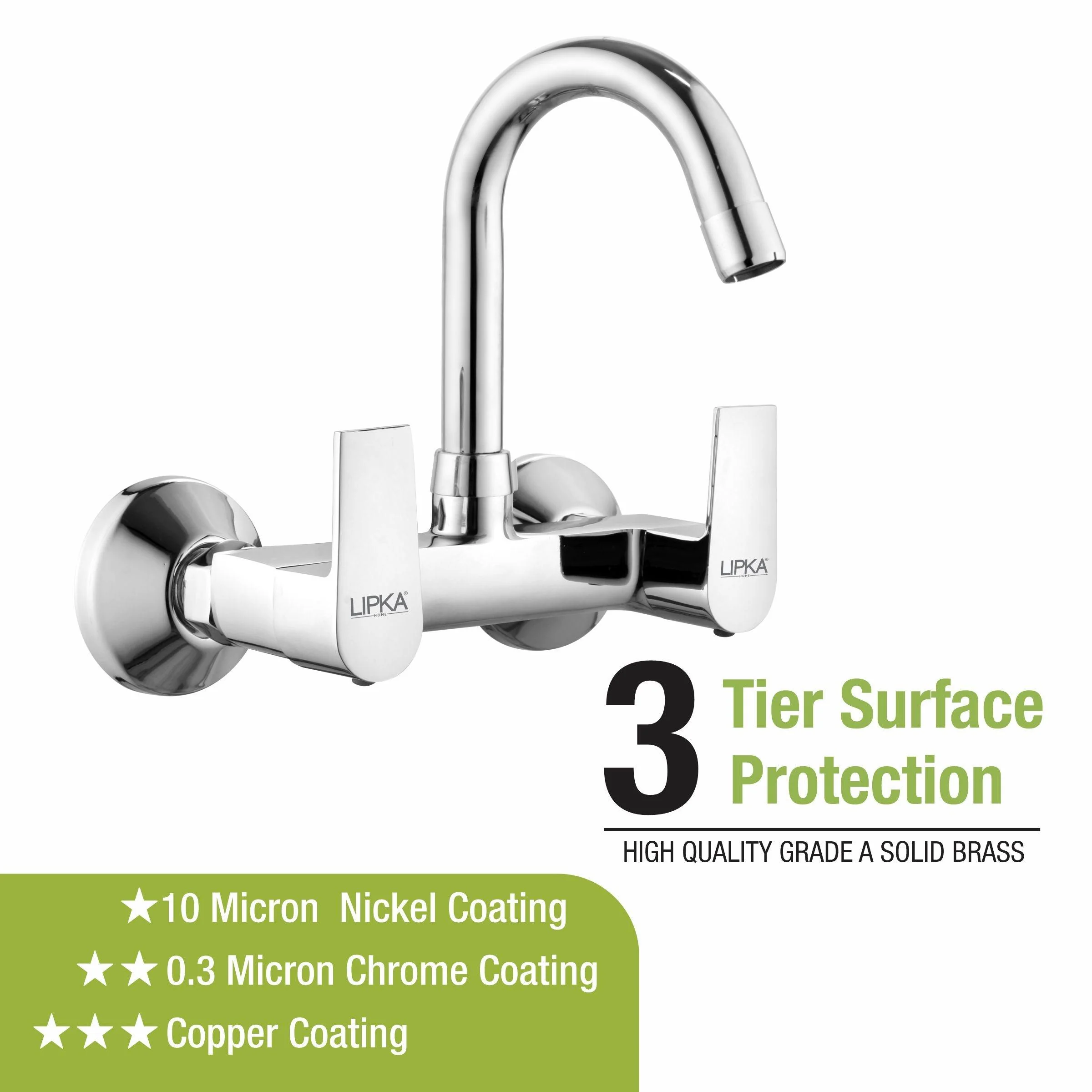 Victory Sink Mixer Brass Faucet with Round Swivel Spout (12 Inches) - LIPKA - Image 4