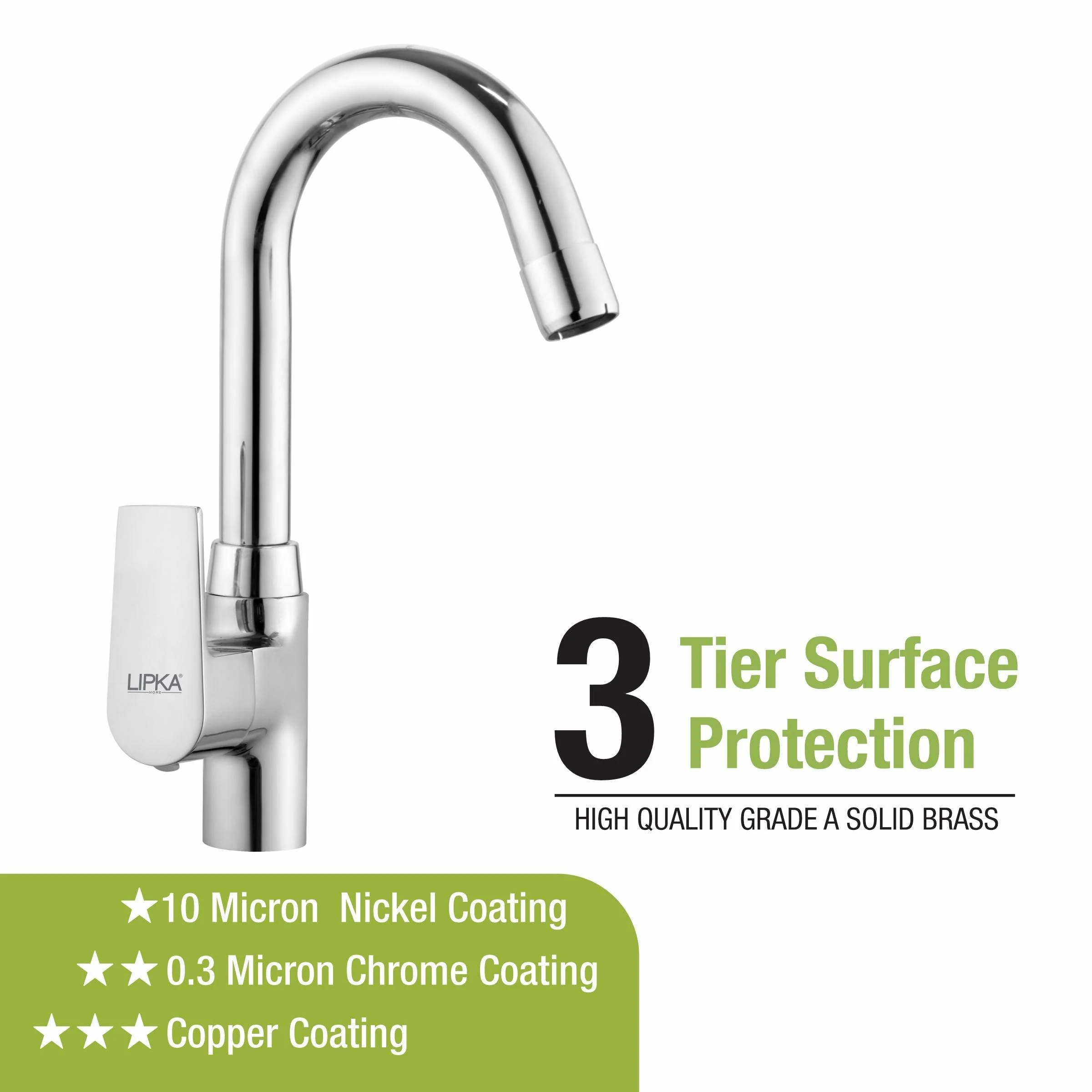 Victory Swan Neck Brass Faucet with Round Swivel Spout (12 Inches) - LIPKA - Image 4