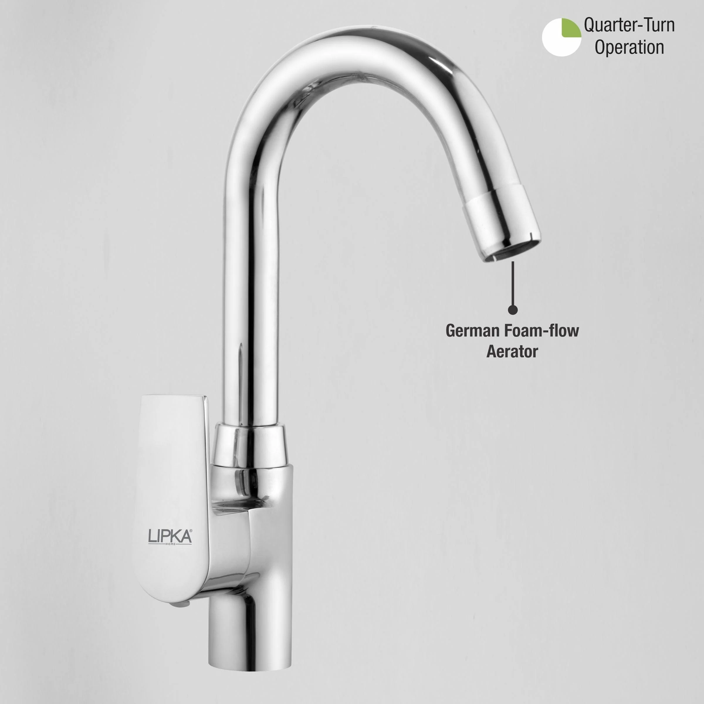 Victory Swan Neck Brass Faucet with Round Swivel Spout (12 Inches) - LIPKA - Image 5