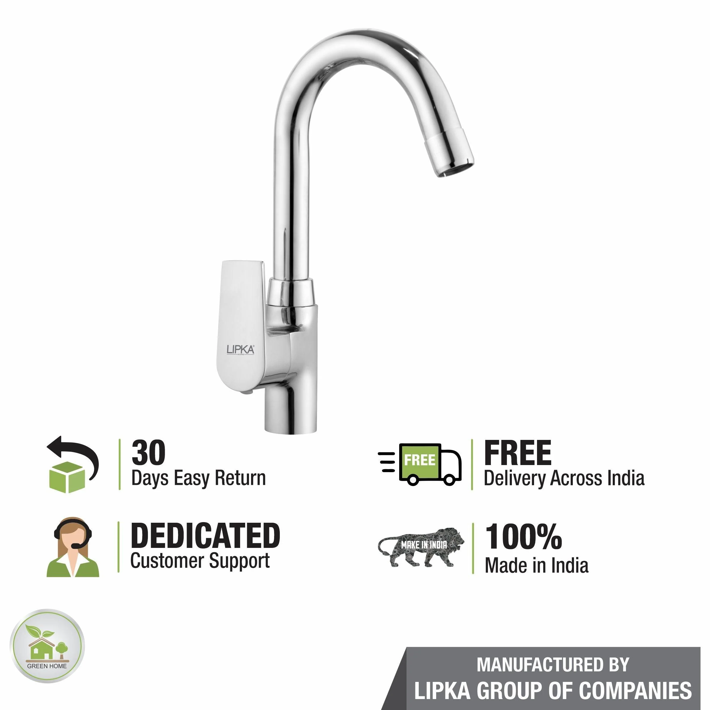 Victory Swan Neck Brass Faucet with Round Swivel Spout (12 Inches) - LIPKA - Image 6