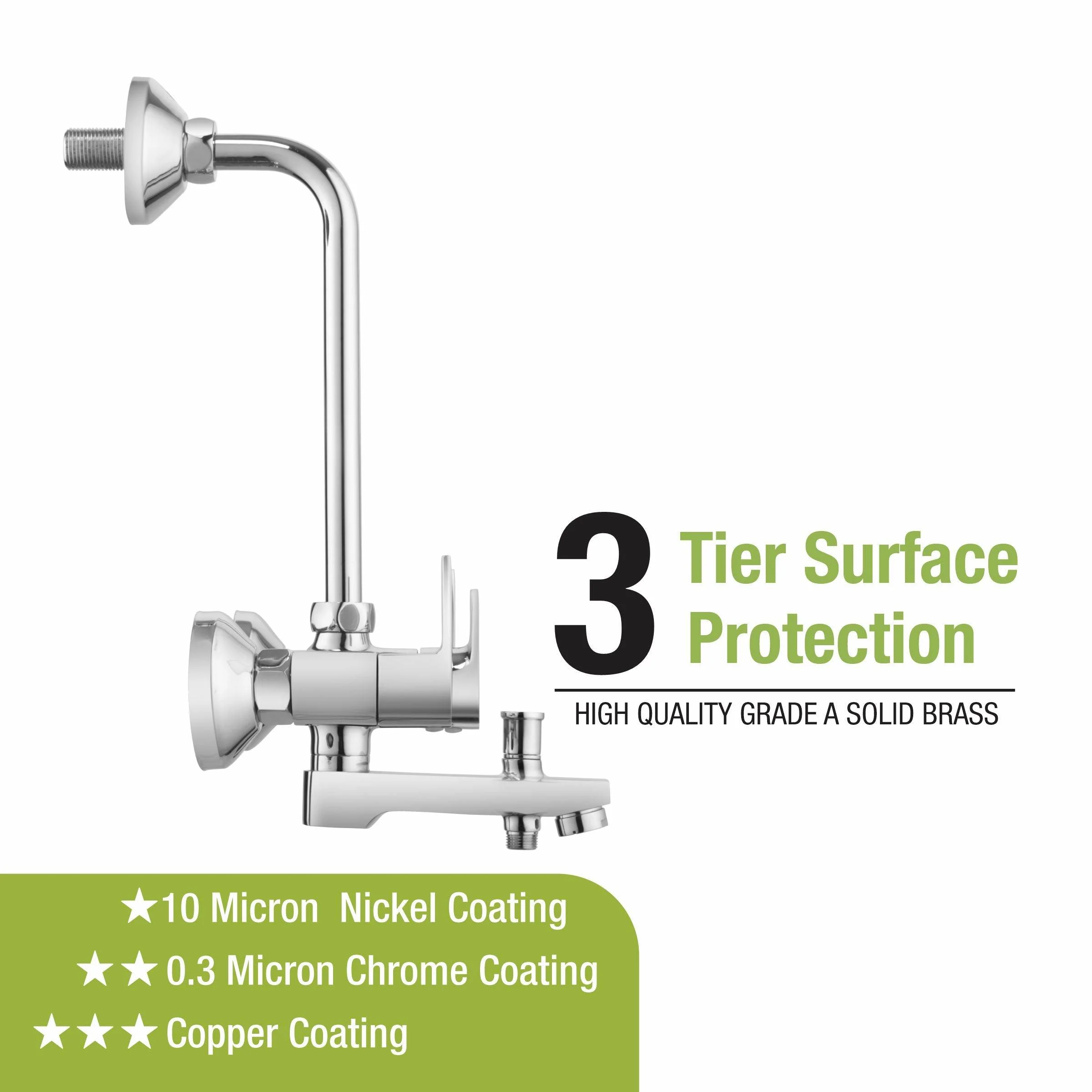 Victory 3 in 1 Wall Mixer Brass Faucet with L Bend - LIPKA - Image 4