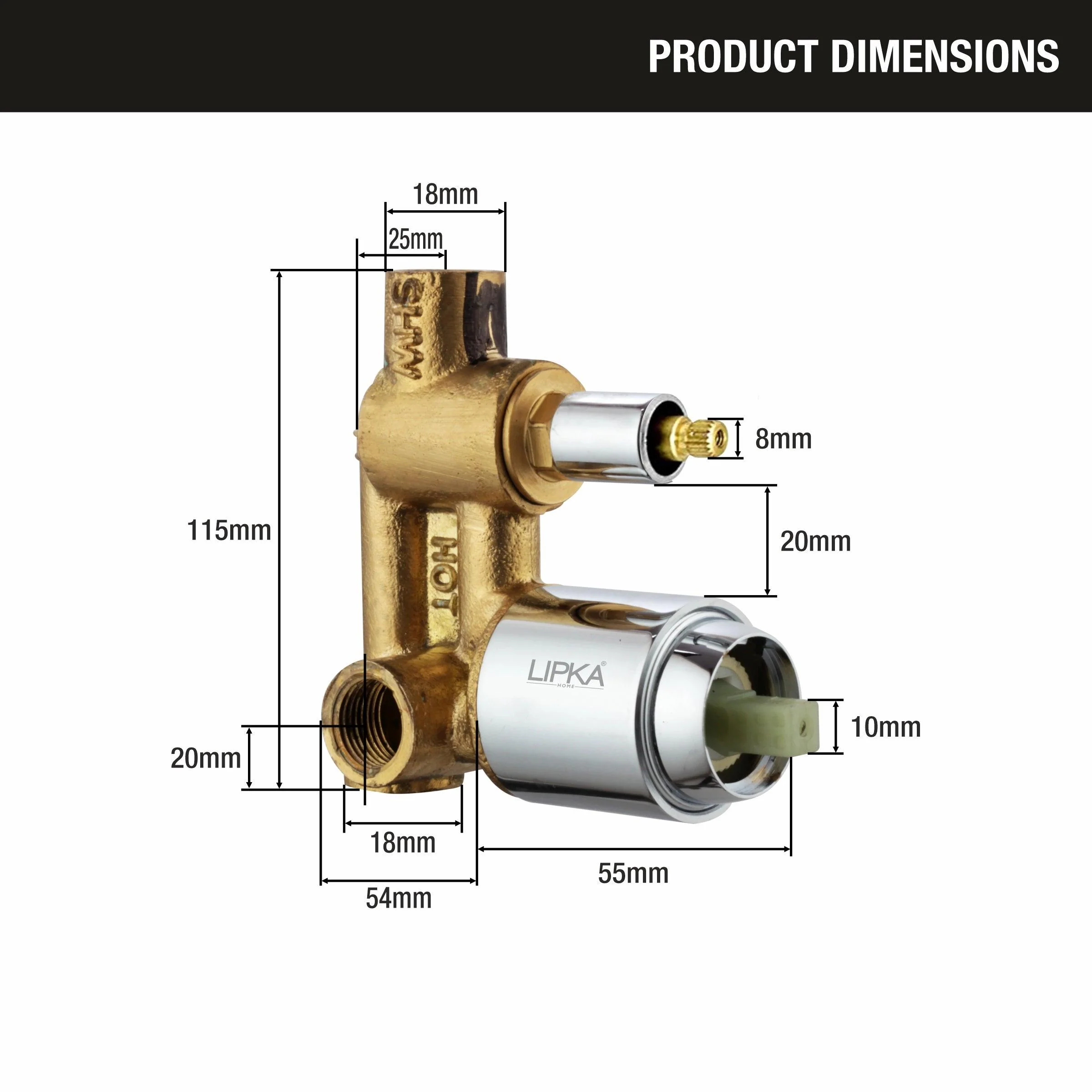 Virgo 2-inlet Single Lever Diverter (Complete Set)- LIPKA - Image 3