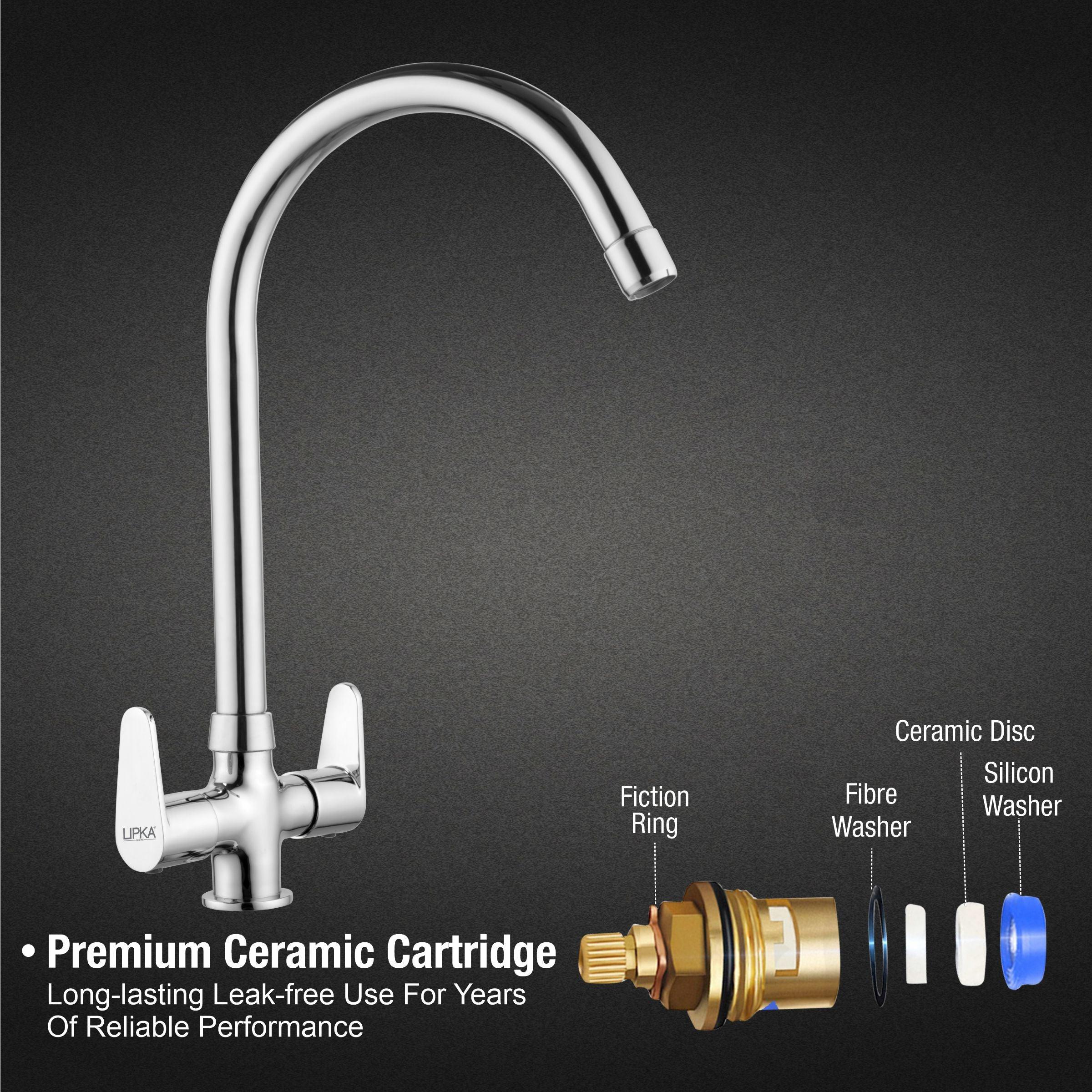 Virgo Centre Hole Basin Mixer Brass Faucet with Round Swivel Spout (20 Inches) - LIPKA - Image 3