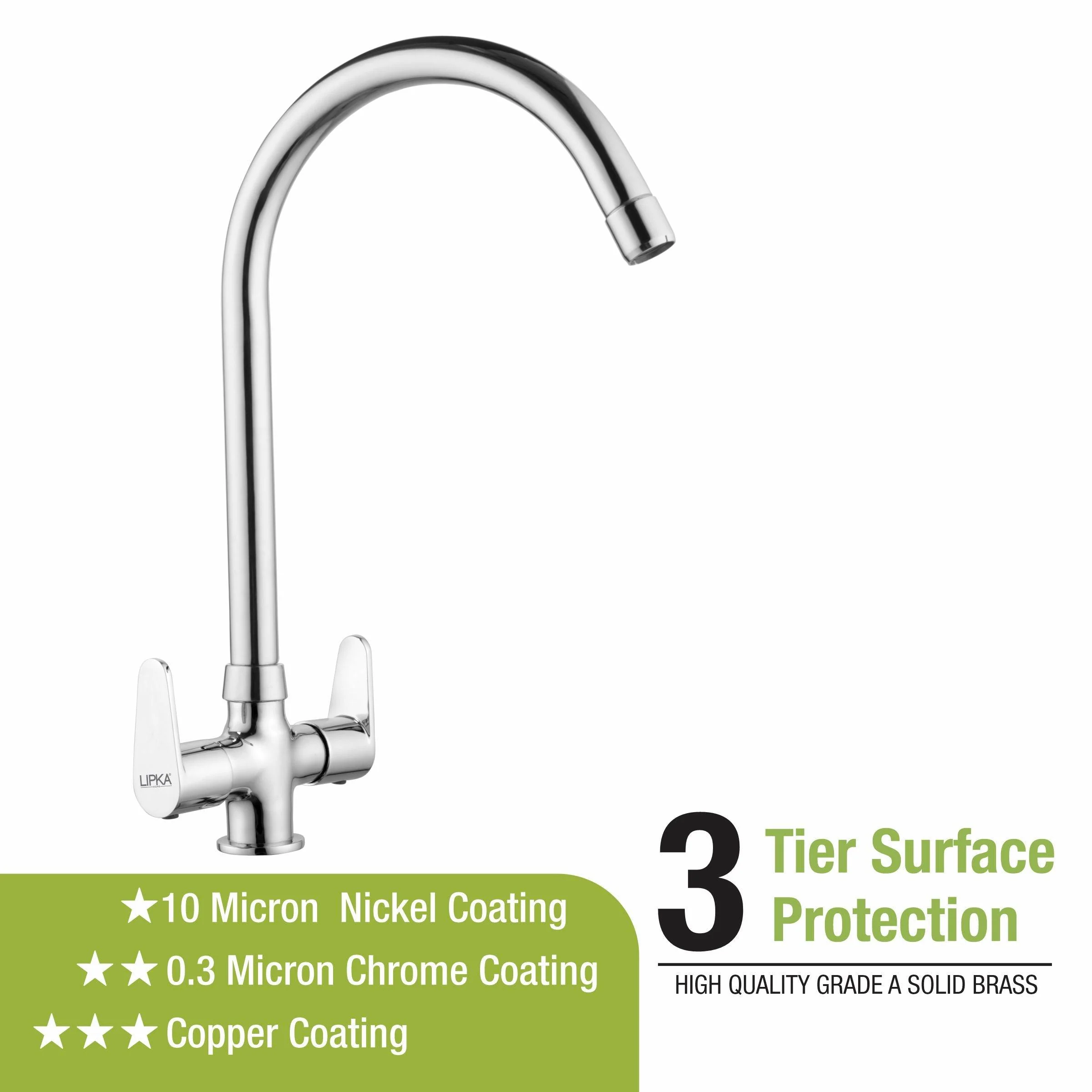 Virgo Centre Hole Basin Mixer Brass Faucet with Round Swivel Spout (20 Inches) - LIPKA - Image 4
