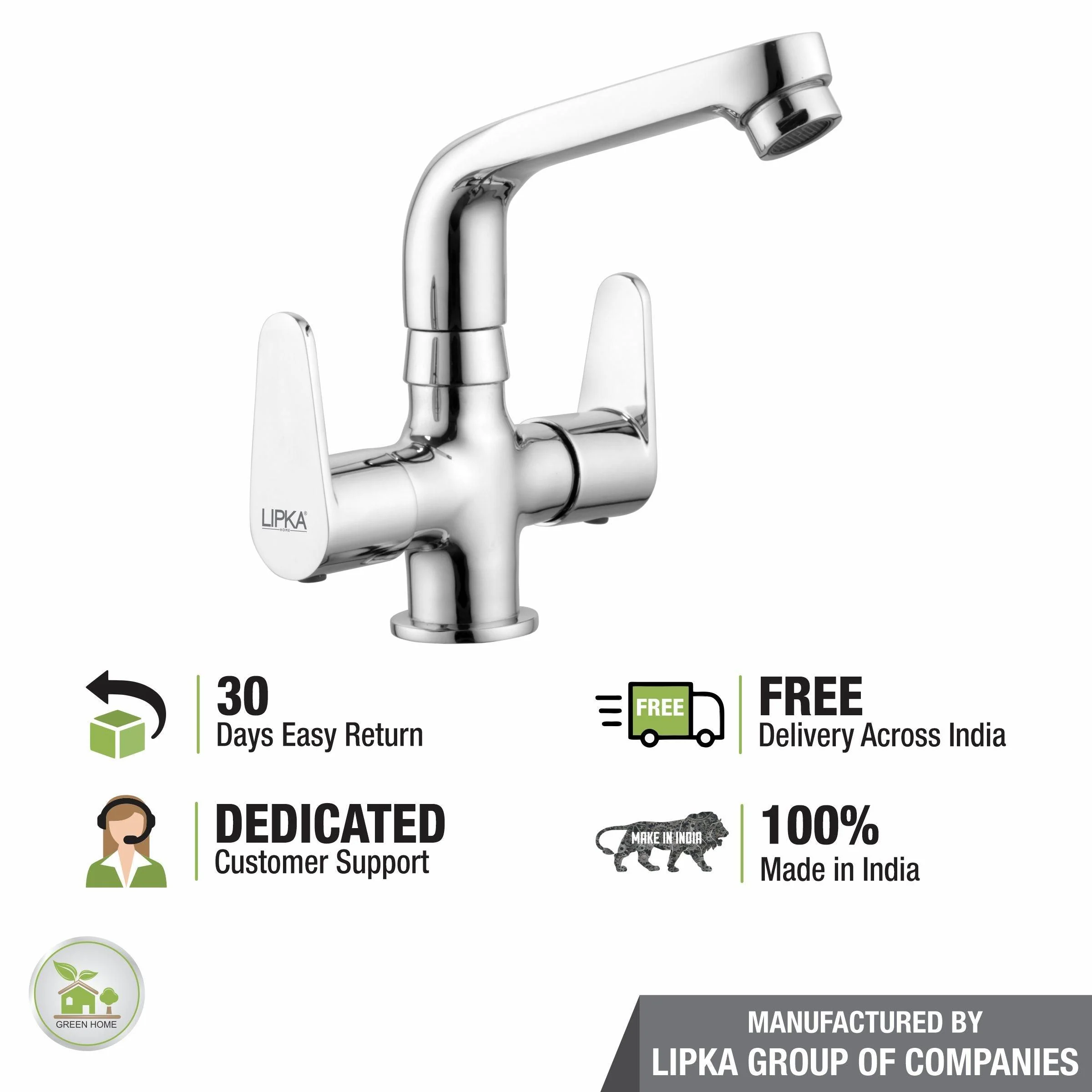Virgo Centre Hole Basin Mixer with Swivel Spout Faucet - LIPKA - Image 6