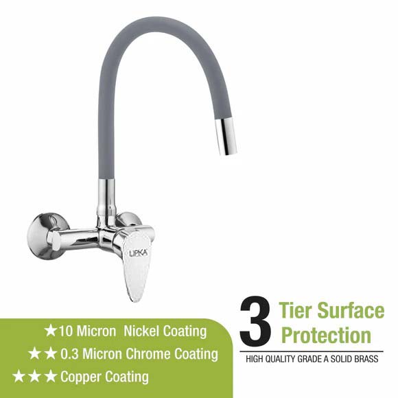 Virgo Single Lever Sink Mixer with Grey Flexible Silicone Spout (20 Inches) - LIPKA - Image 4