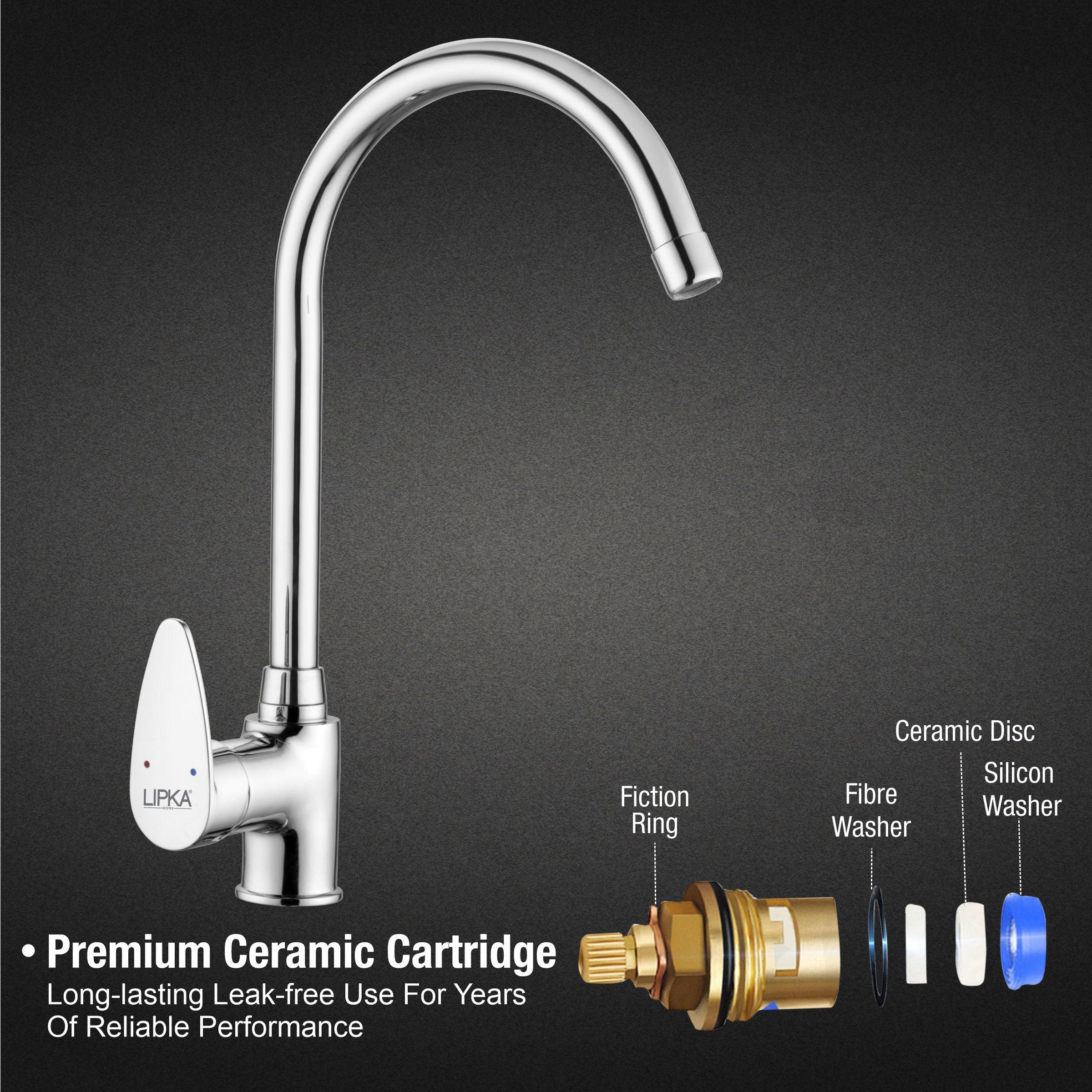Virgo Single Lever Table Mount Sink Mixer Brass Faucet with Round Swivel Spout (20 Inches) - LIPKA - Image 3