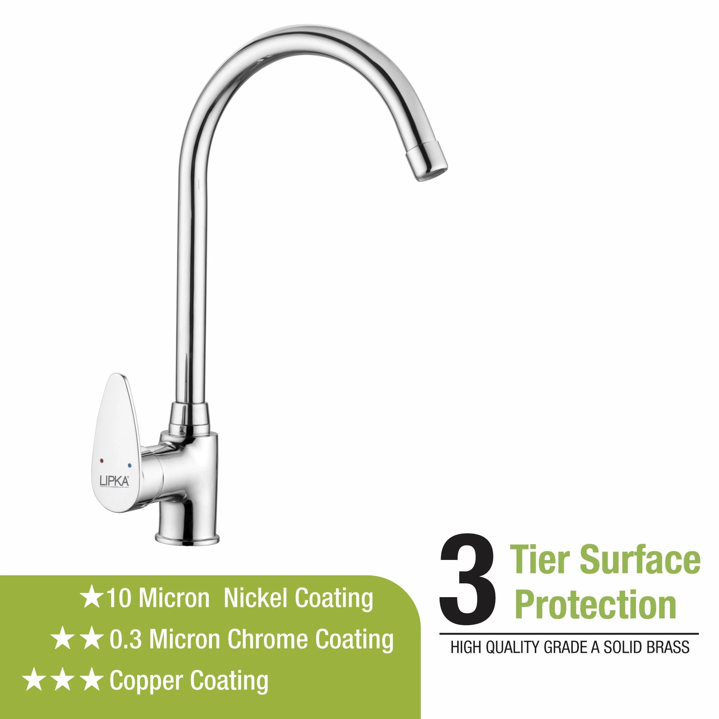 Virgo Single Lever Table Mount Sink Mixer Brass Faucet with Round Swivel Spout (20 Inches) - LIPKA - Image 4