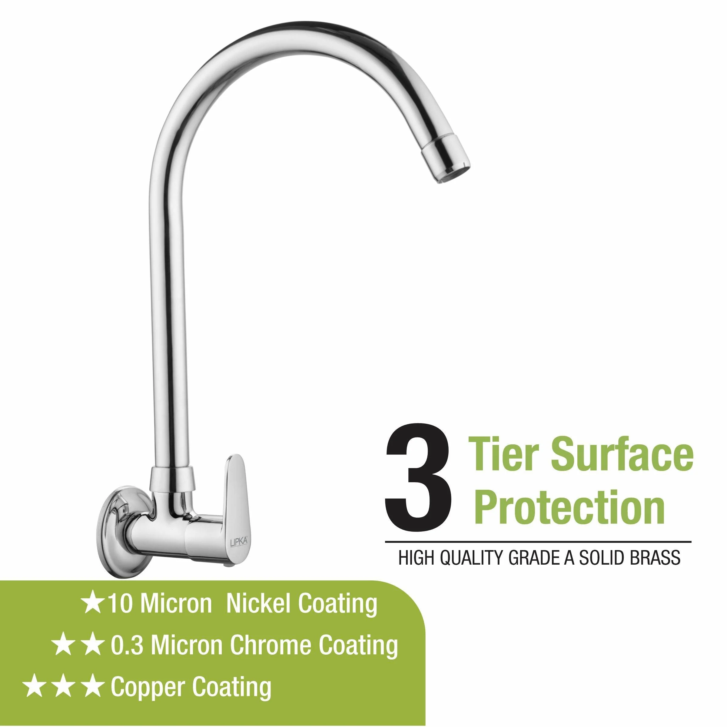 Virgo Sink Tap Brass Faucet with Round Swivel Spout (20 Inches) - LIPKA - Image 4