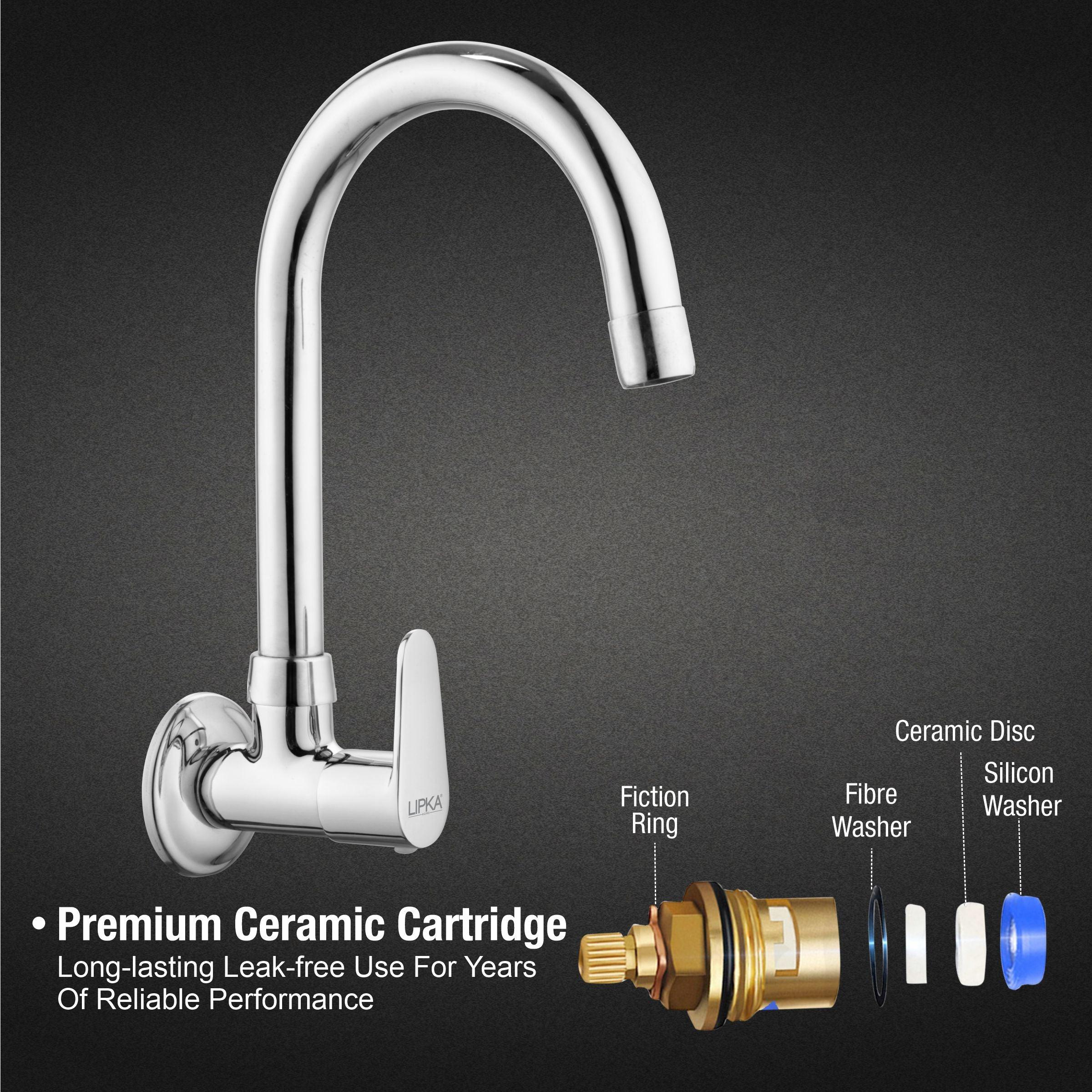 Virgo Sink Tap Brass Faucet with Round Swivel Spout (15 Inches) - LIPKA - Image 3
