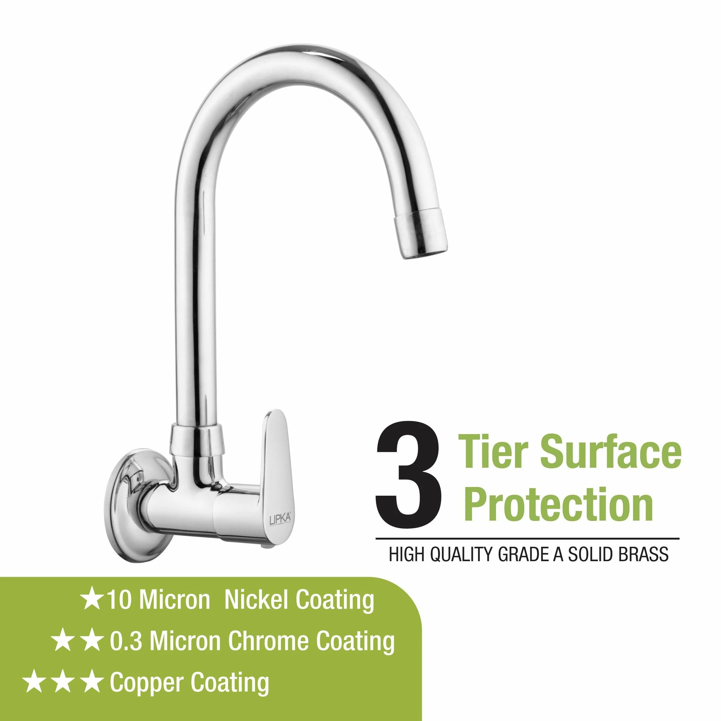 Virgo Sink Tap Brass Faucet with Round Swivel Spout (15 Inches) - LIPKA - Image 4