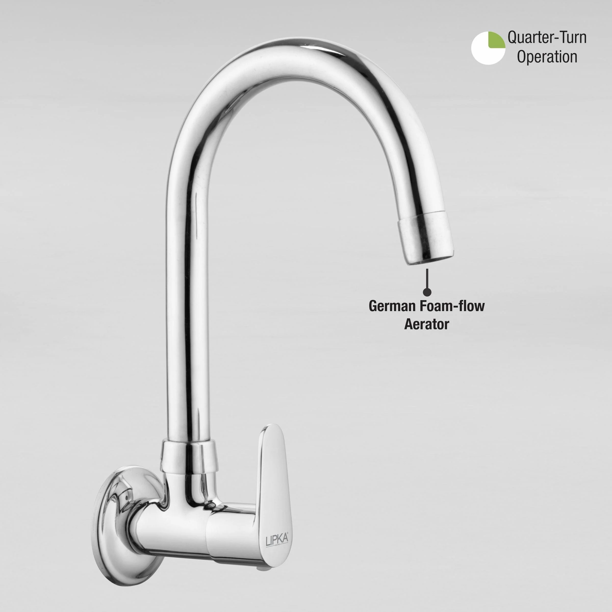 Virgo Sink Tap Brass Faucet with Round Swivel Spout (15 Inches) - LIPKA - Image 5