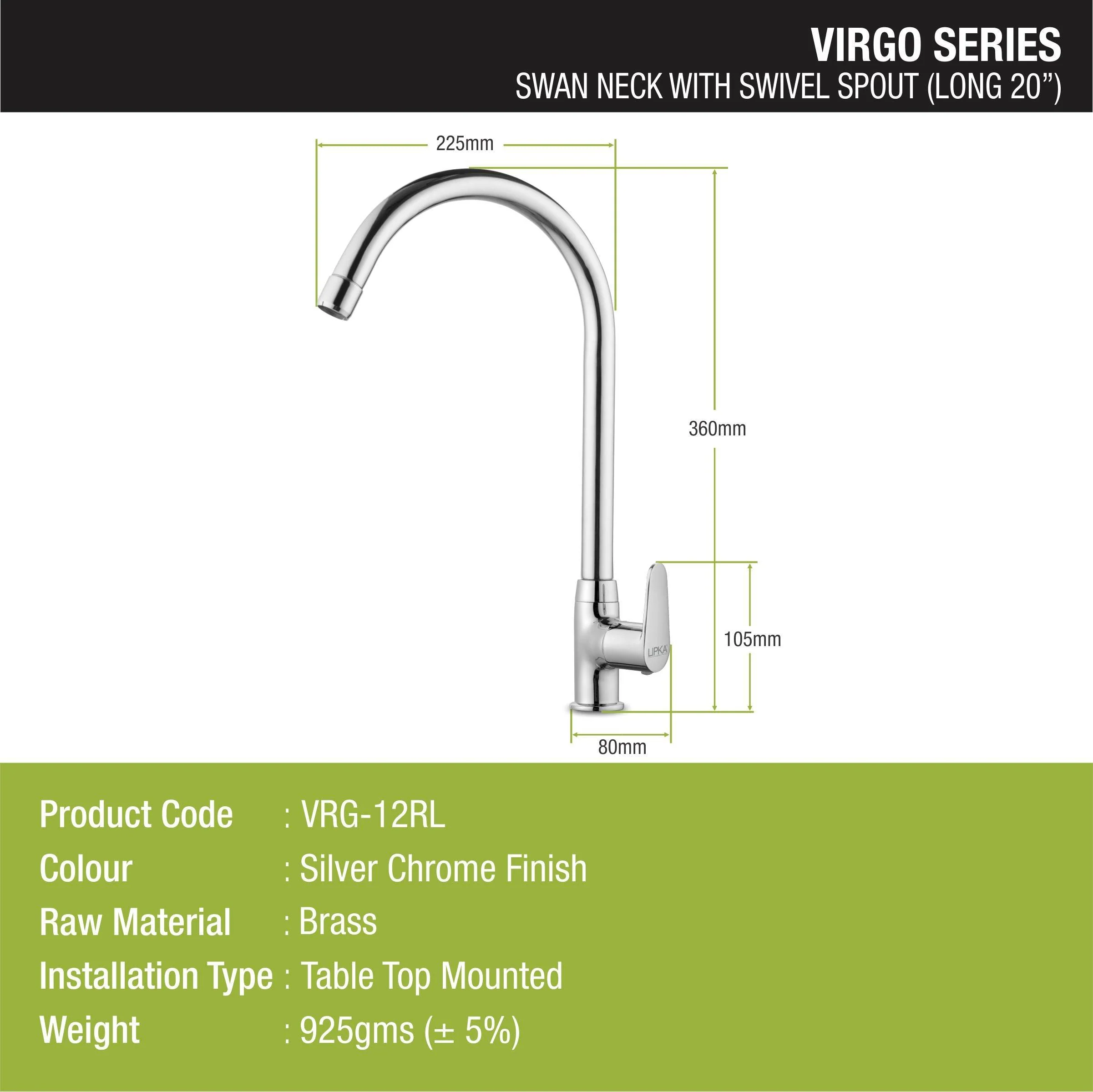 Virgo Swan Neck with Large (20 Inches) Round Swivel Spout Faucet - LIPKA - Image 2