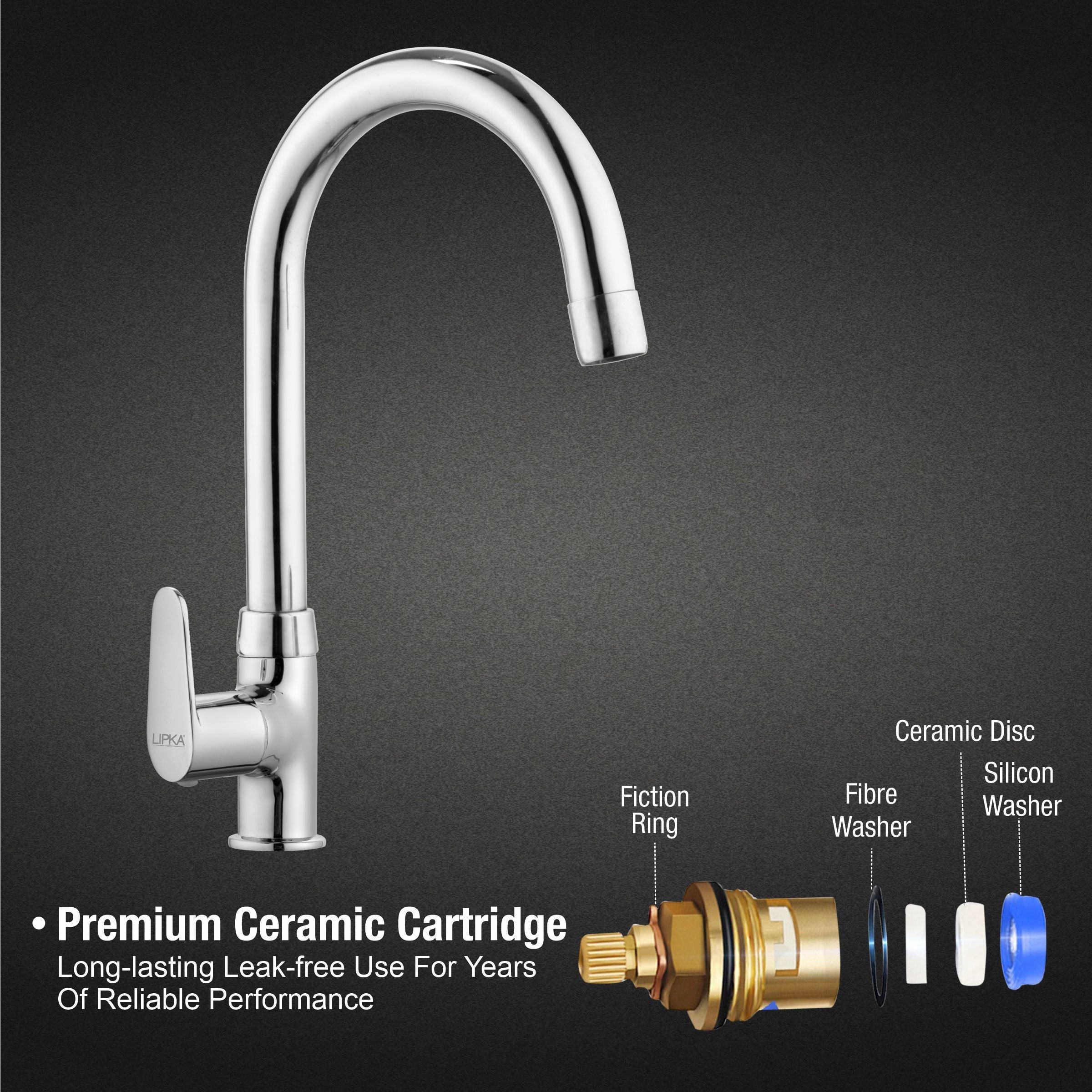 Virgo Swan Neck with Medium (15 Inches) Round Swivel Spout Faucet - LIPKA - Image 3