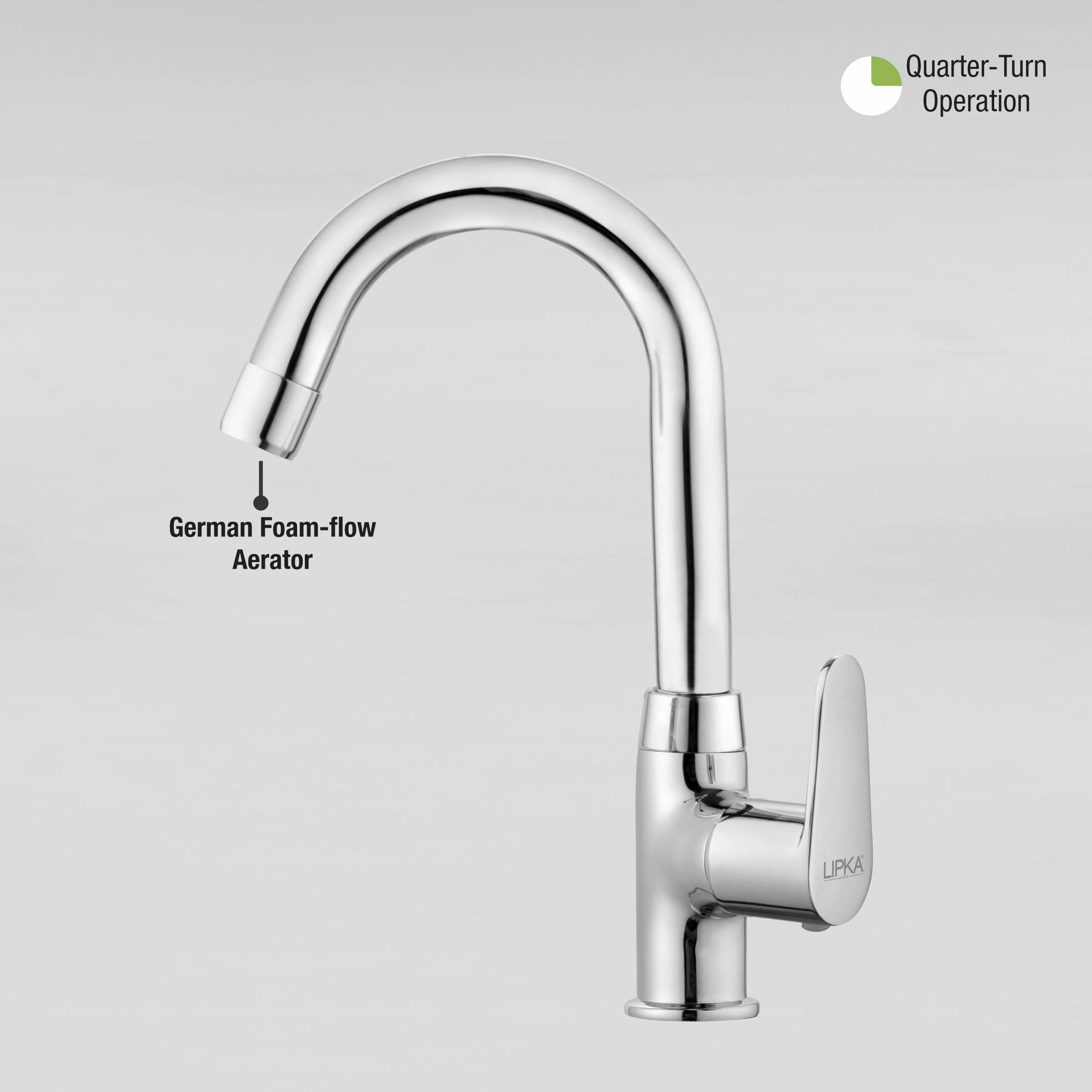 Virgo Swan Neck with Small (12 Inches) Round Swivel Spout Faucet - LIPKA - Image 5